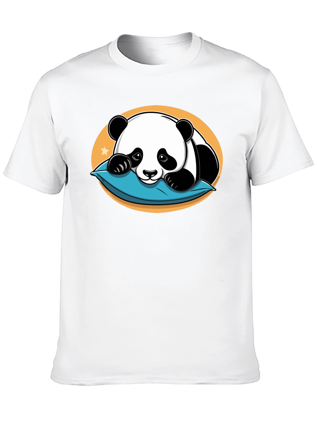 Black Cute Panda Pillow Black T-Shirt view 10
