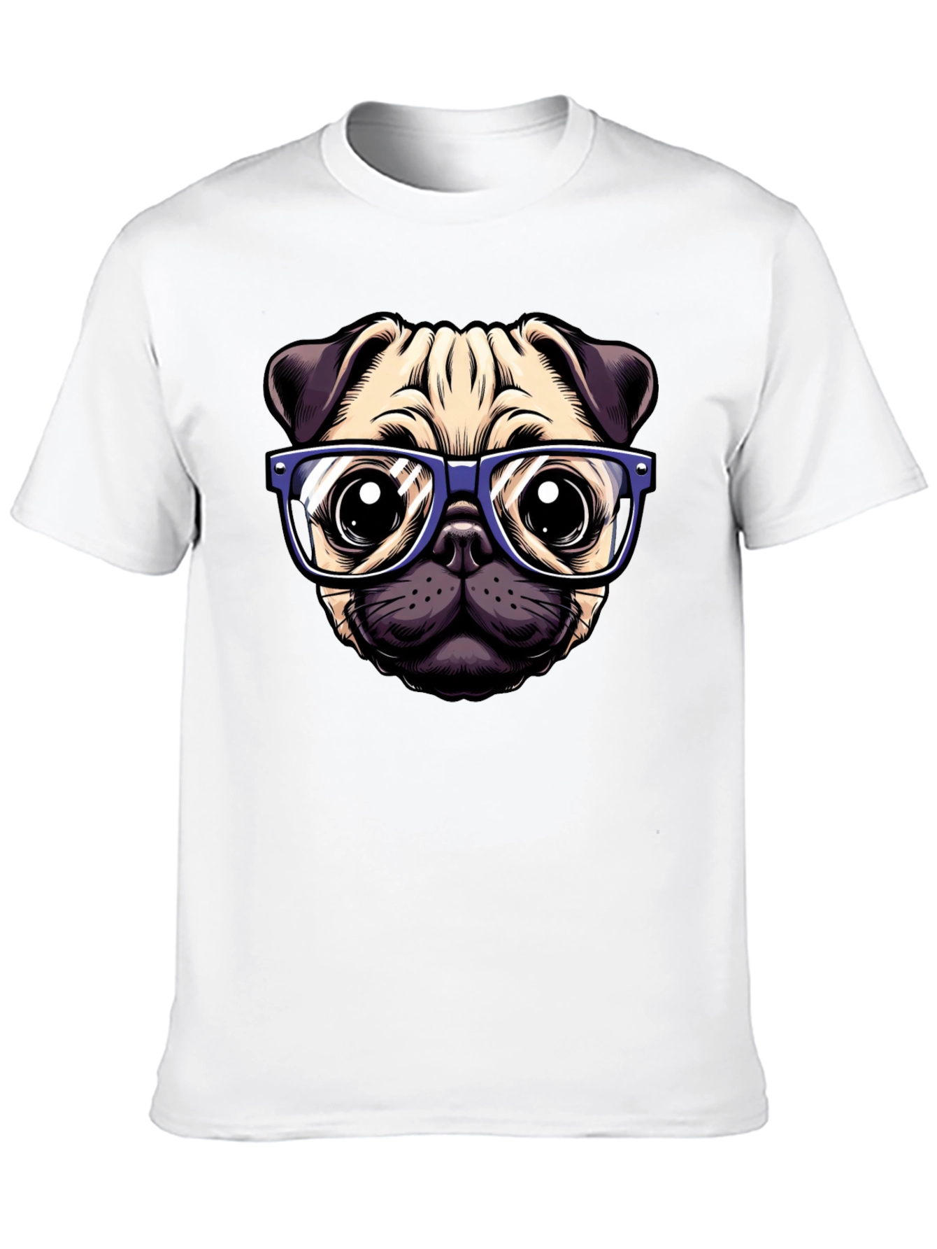 Black Pug with Glasses Graphic Tee - Black view 10