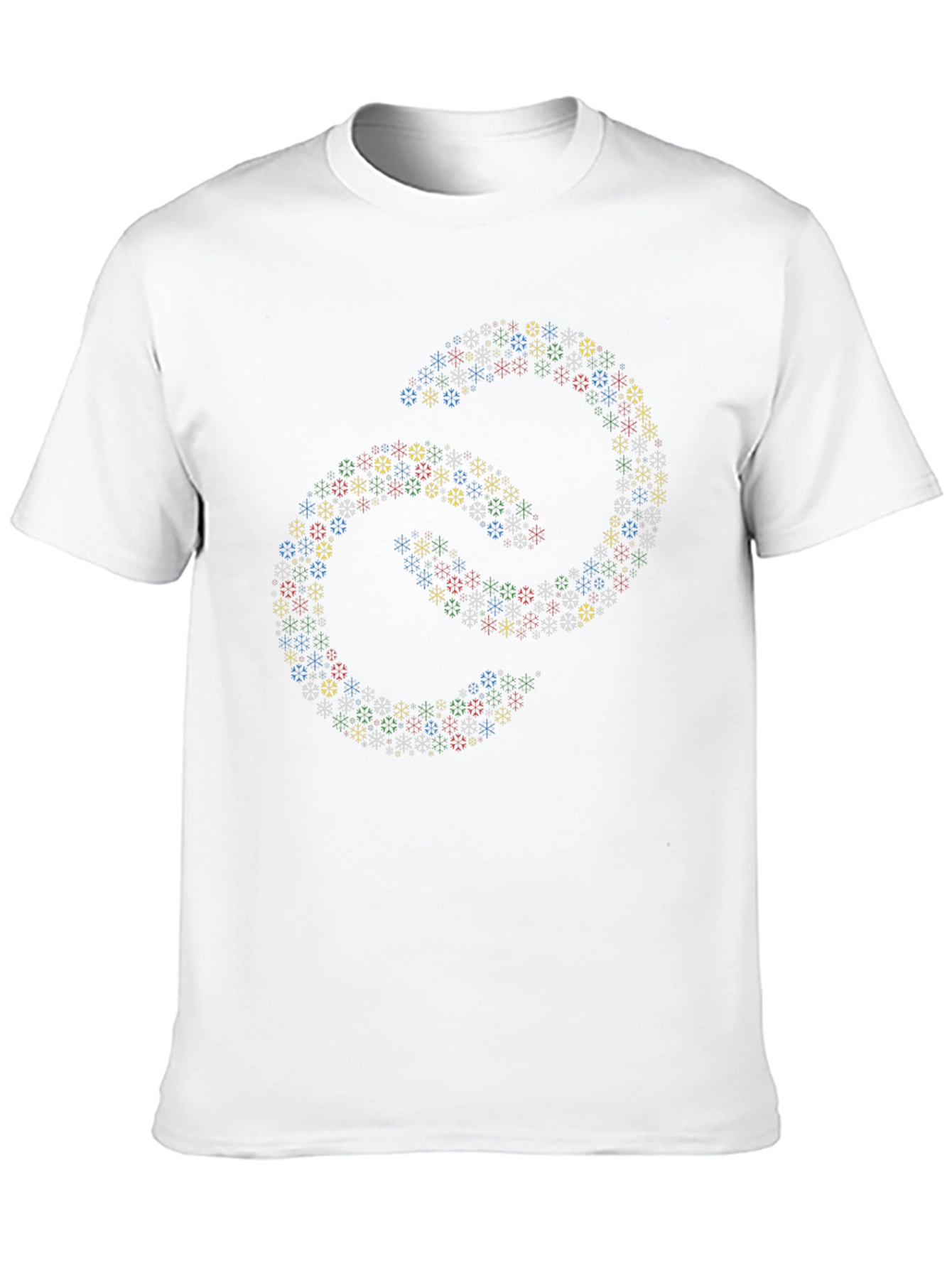 Black Abstract Linked Snowflake Pattern Black T-Shirt view 10