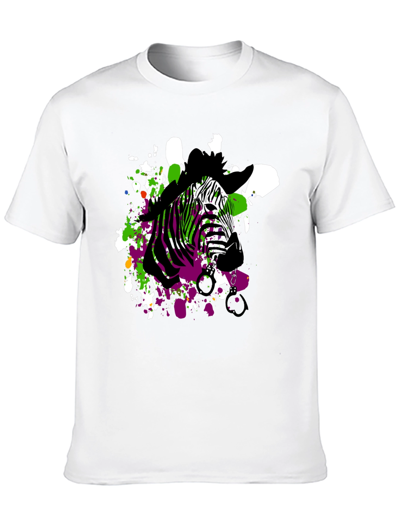Black Zebra Art Men's Black T-Shirt view 10