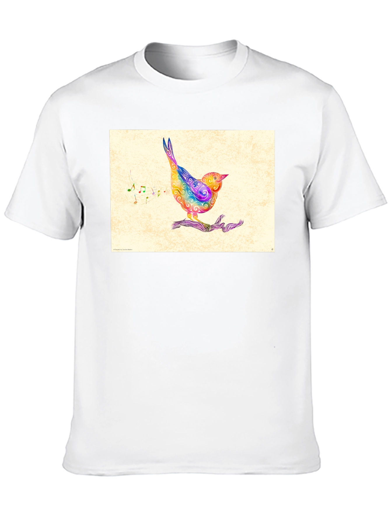 Black Rainbow Bird Music Note Graphic Tee view 10