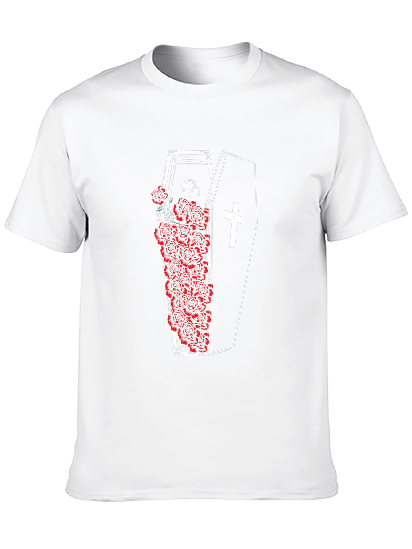 Black Coffin & Roses Graphic Tee - Unisex Black T-Shirt view 10