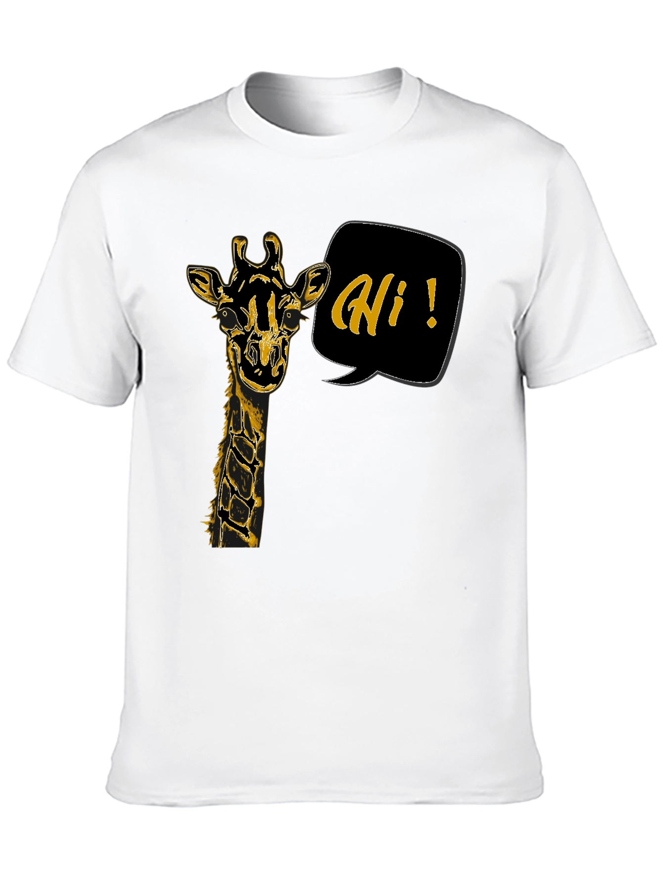 Black Giraffe Hi Graphic Tee - Black Unisex T-Shirt view 10