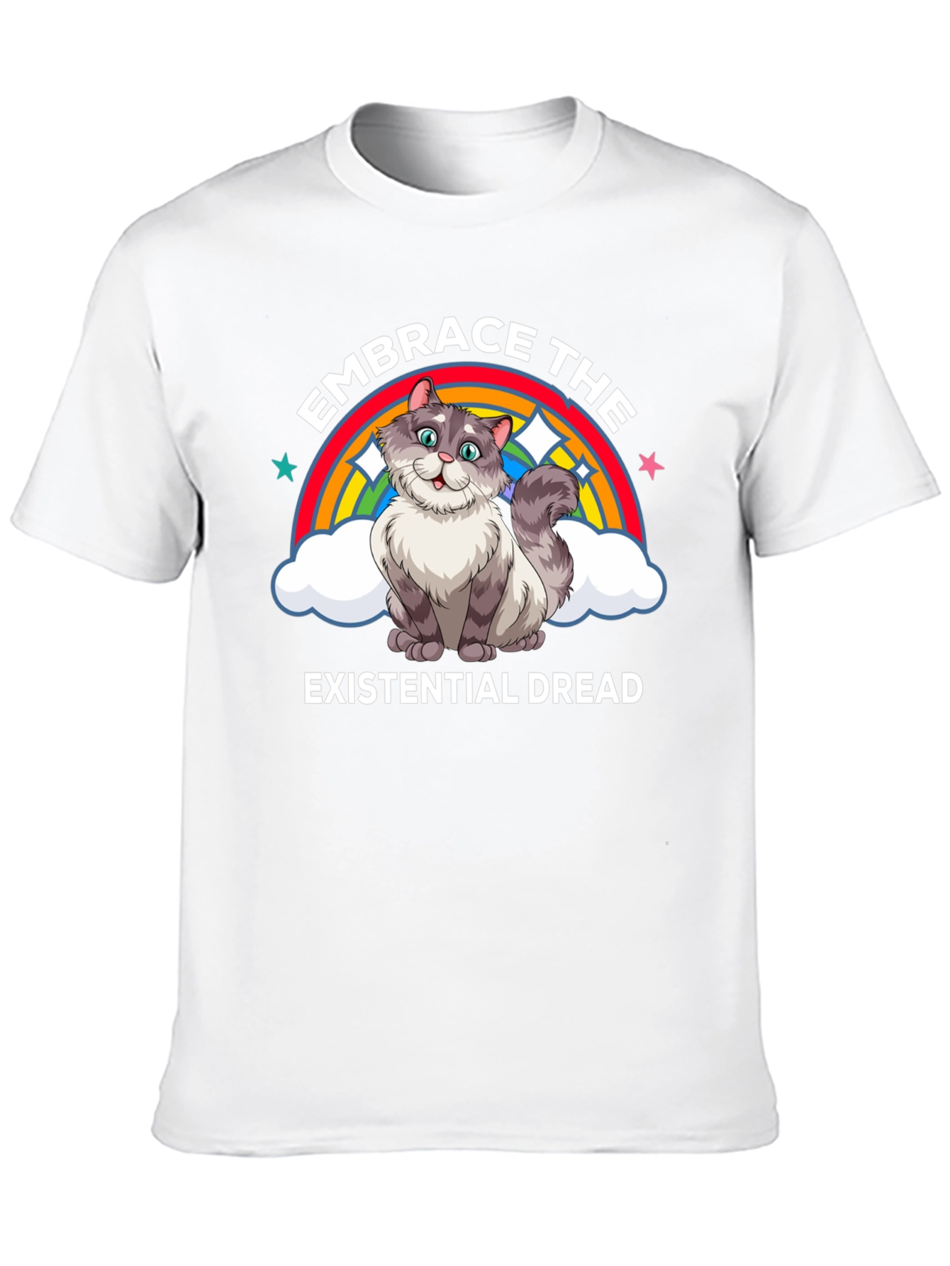 Black Embrace Existential Dread Cat T-Shirt view 10