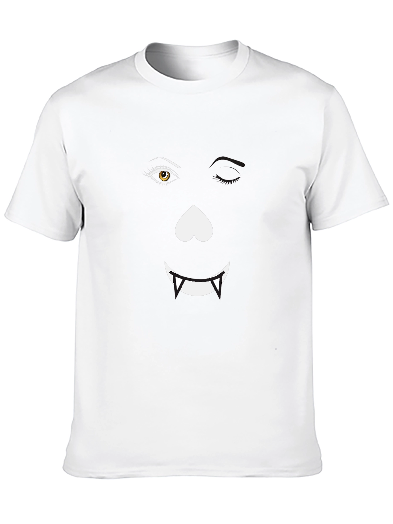 Black Funny Vampire Face Graphic Black T-Shirt view 10