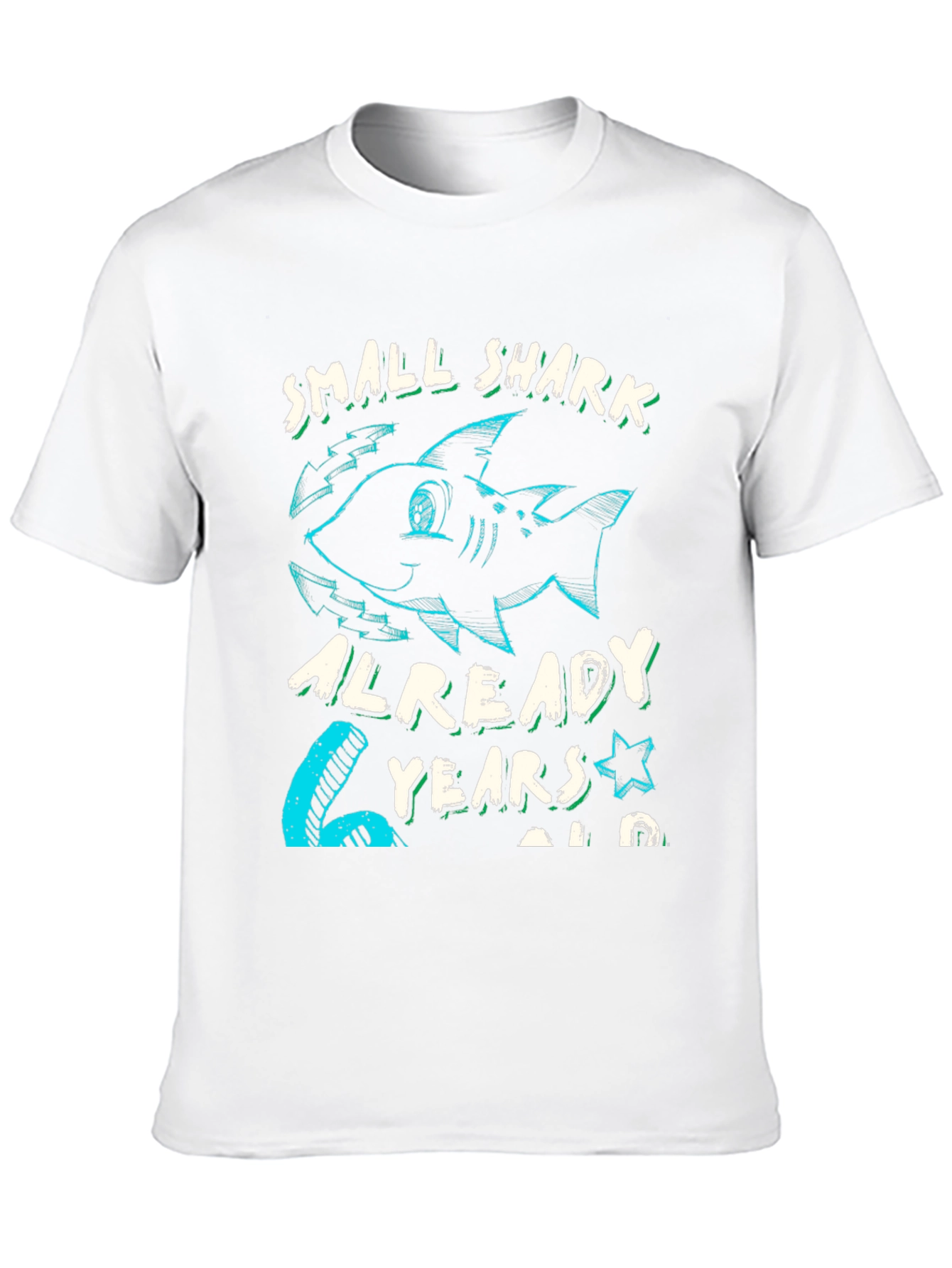 Black Small Shark 6 Years Old Birthday T-Shirt view 10