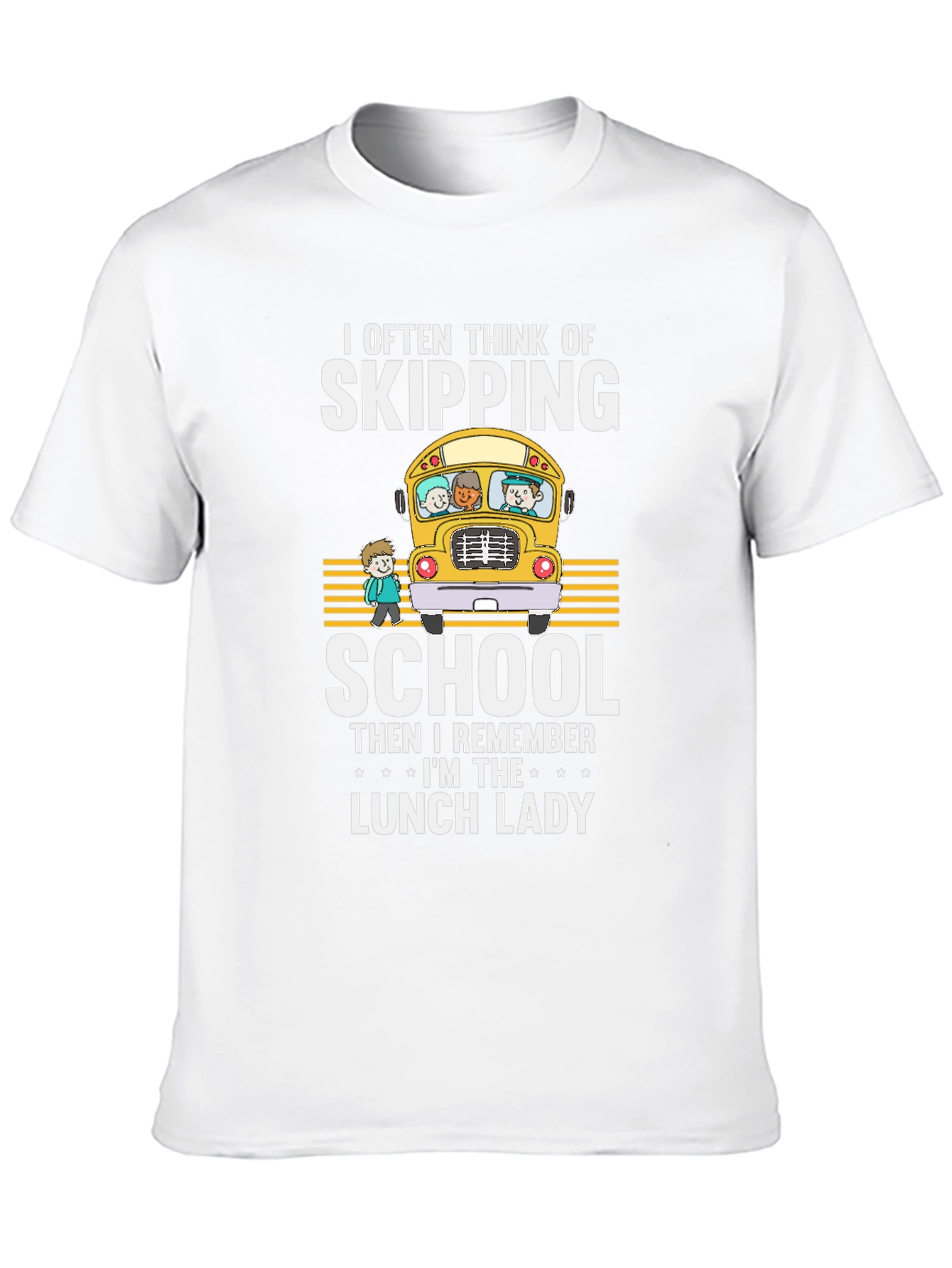 Black Lunch Lady T-Shirt - School Bus Design view 10