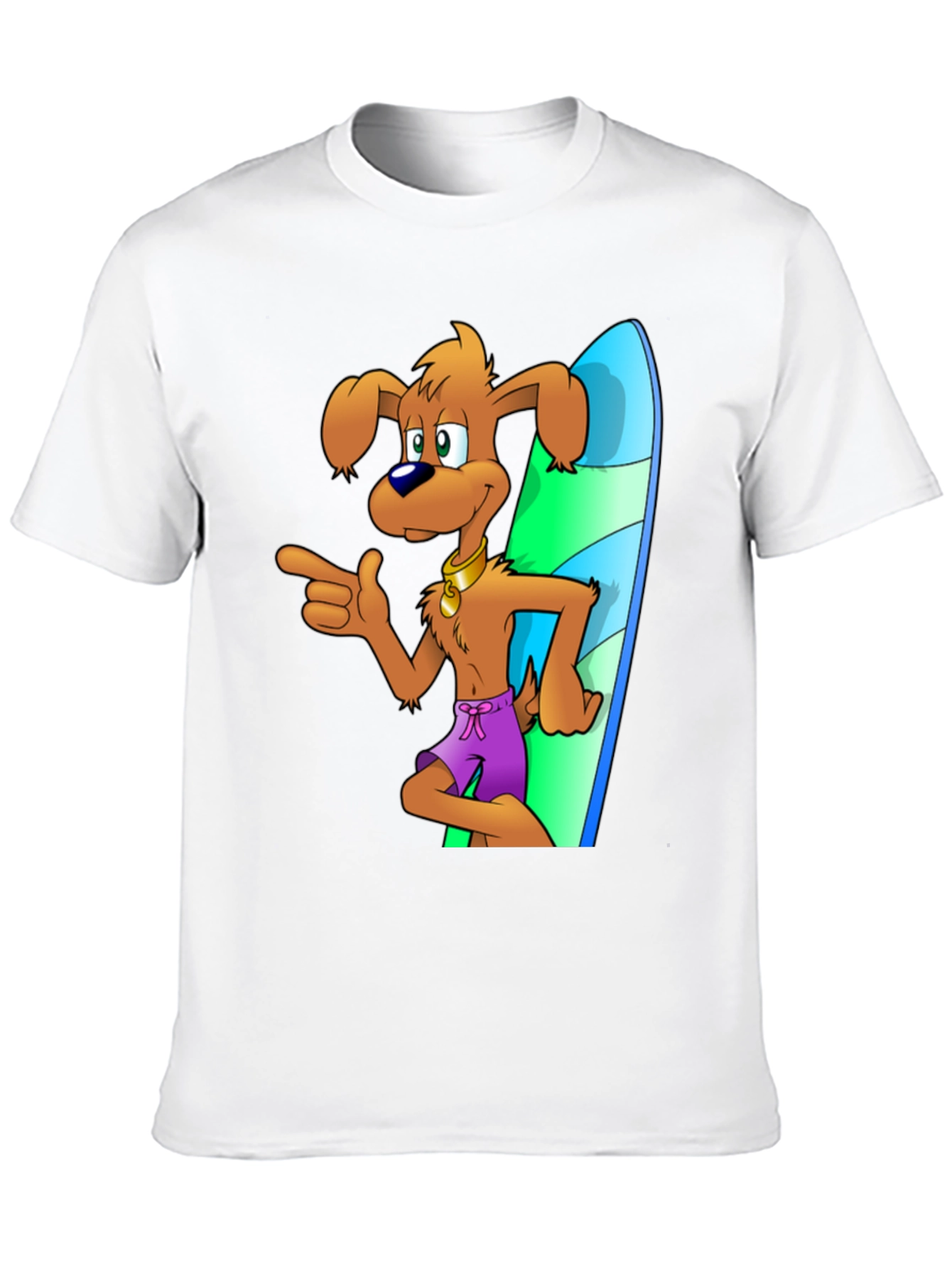 Black Cartoon Dog Surfing T-Shirt view 10