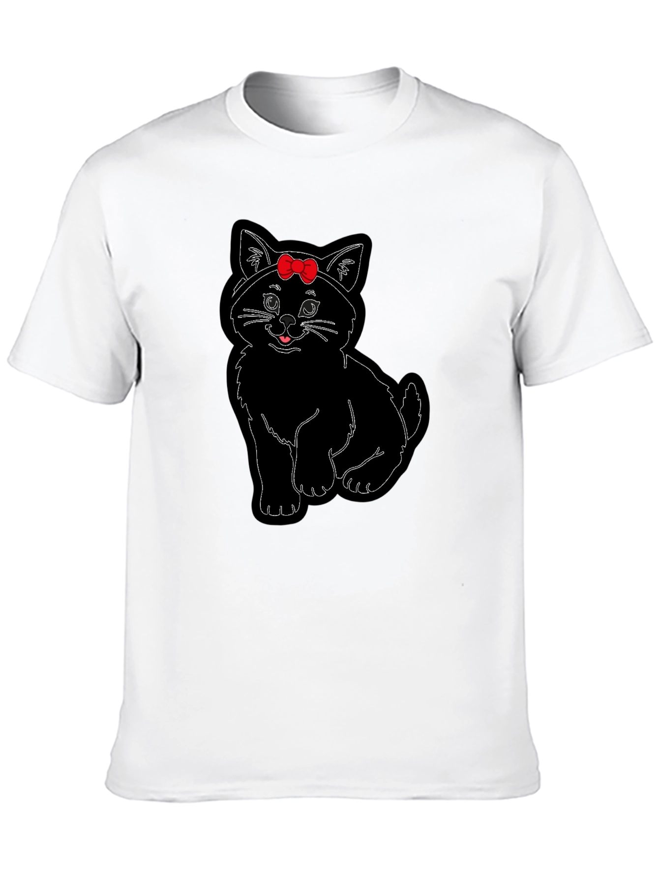Black Cute Cat T-Shirt with Bow view 10
