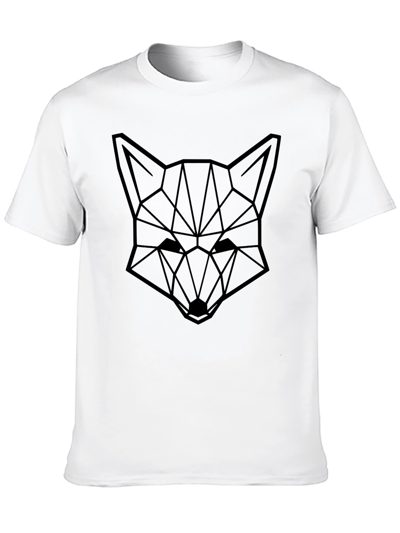 Black Geometric Fox Head Graphic Black T-Shirt view 10