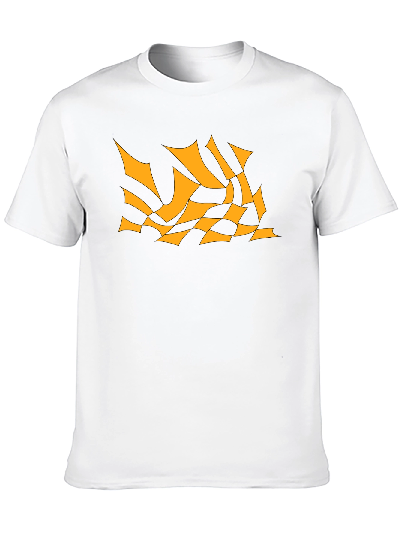 Black Men's Black Tee with Abstract Orange Design view 10