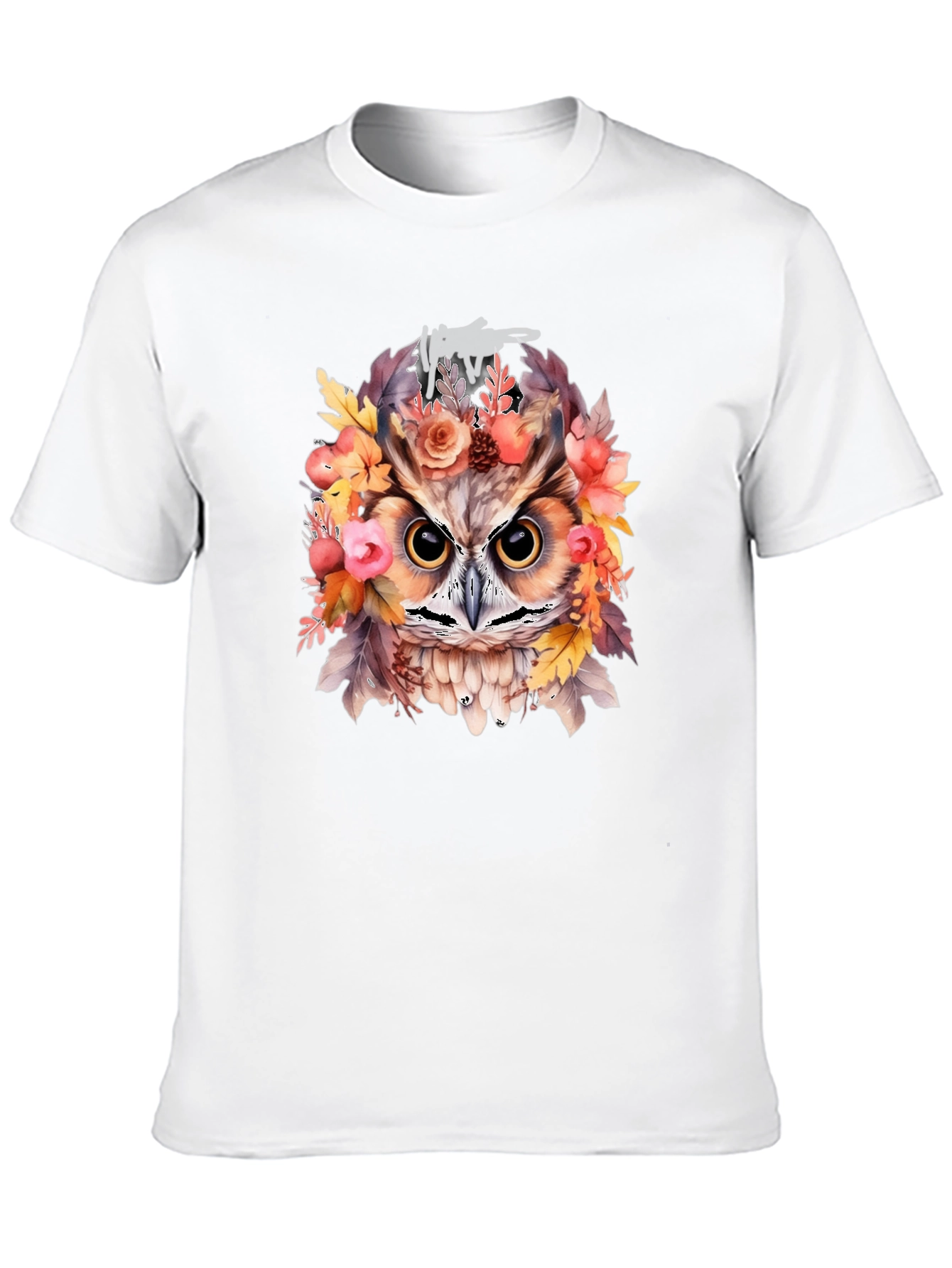 Black Floral Owl Graphic Print Black T-Shirt view 10