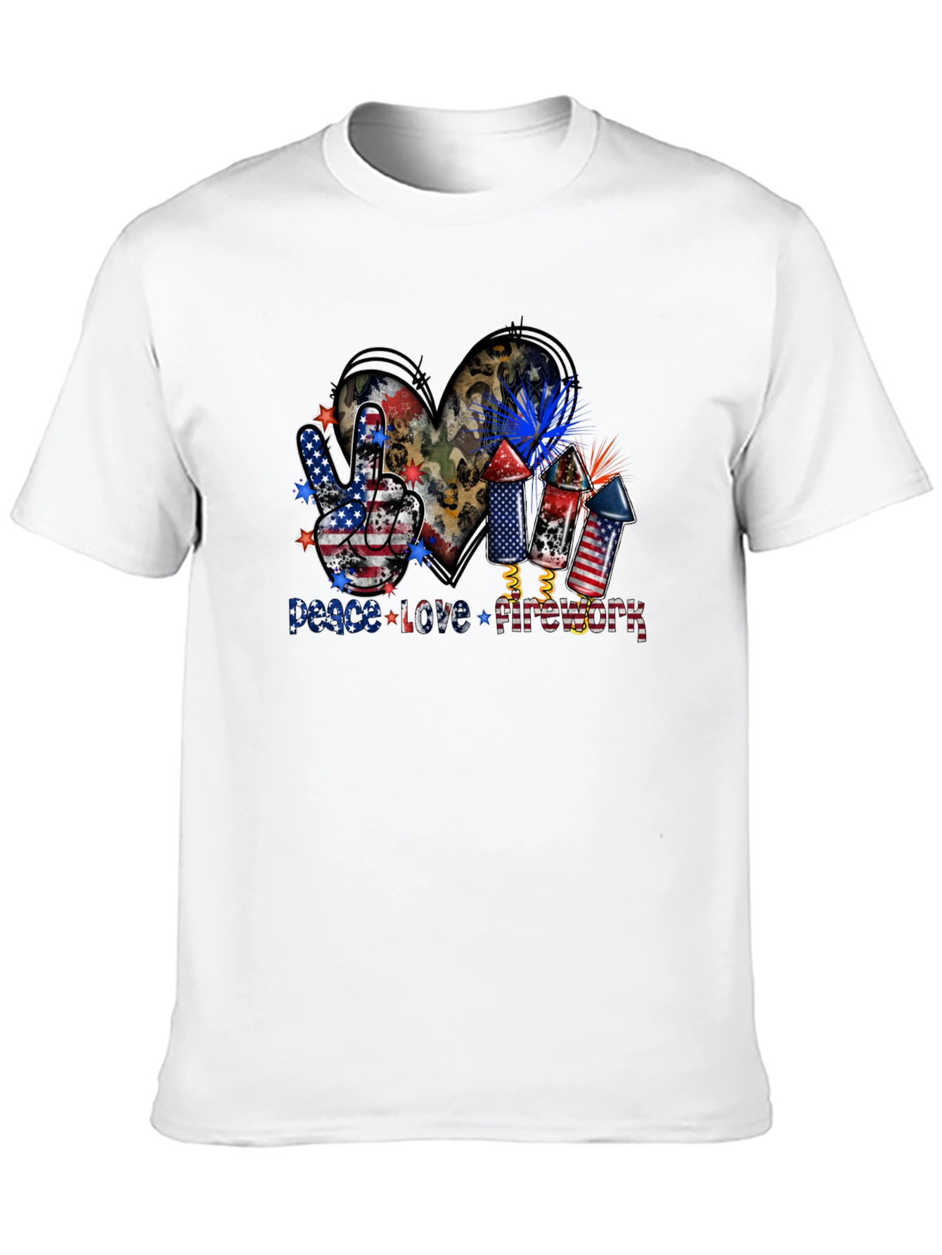 Black Peace Love Fireworks T-Shirt view 10