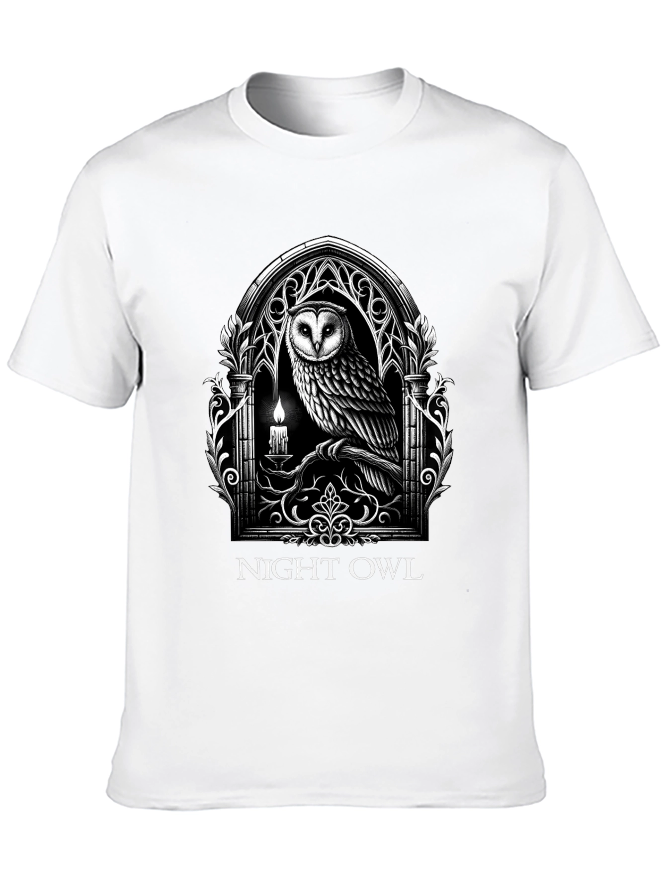 Black Night Owl Gothic Graphic T-Shirt view 10