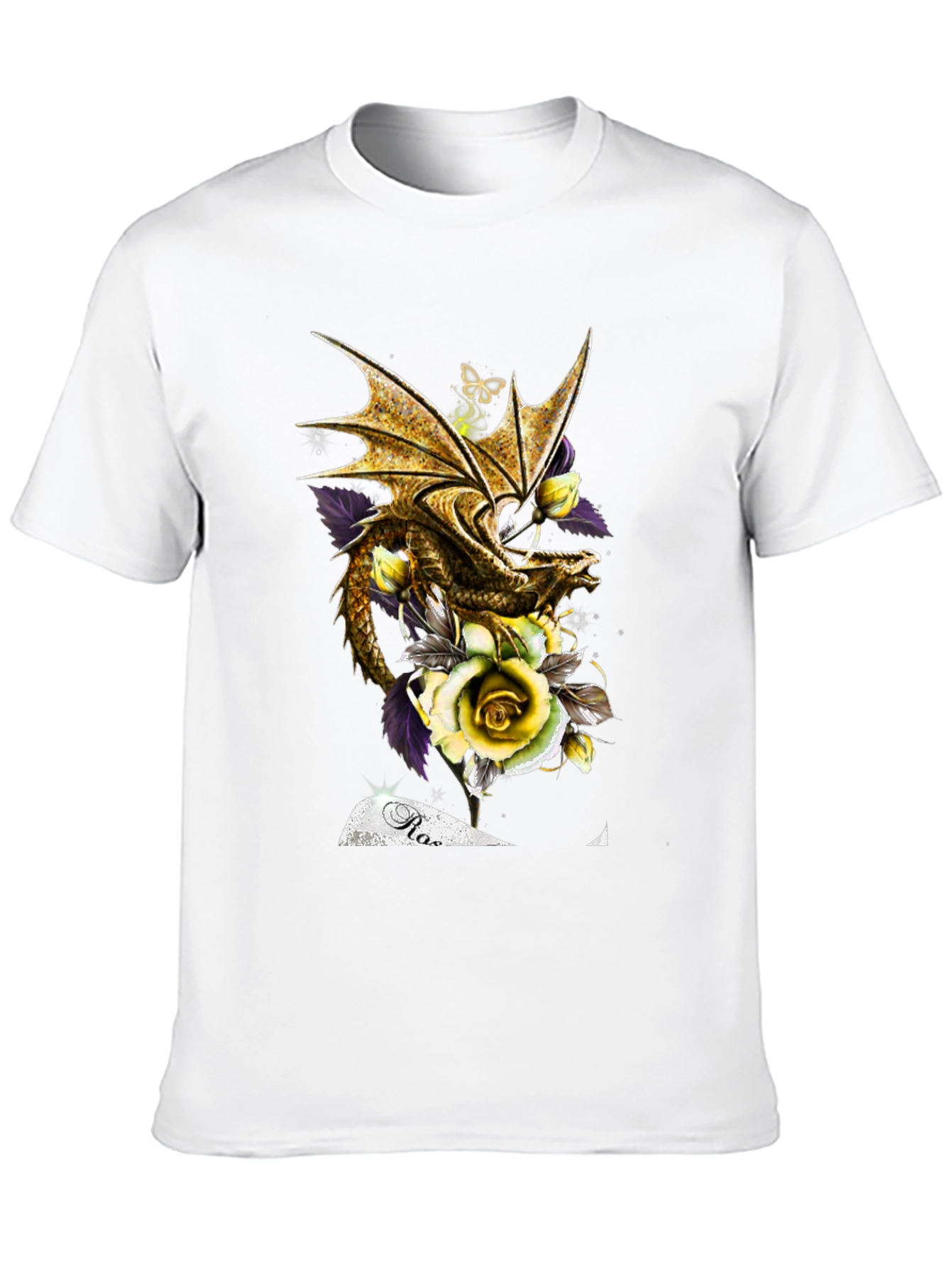 Black Dragon and Roses Graphic Tee view 10