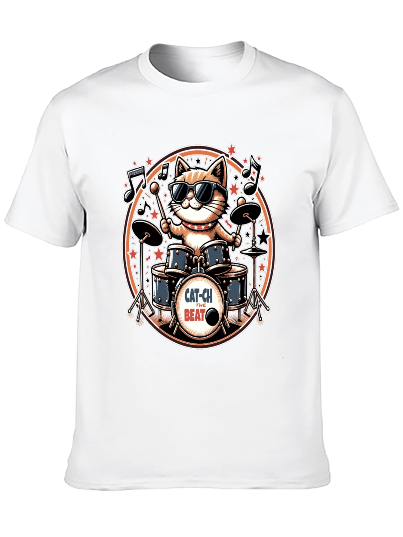 Black Cool Cat Drummer Graphic Tee - Black view 10