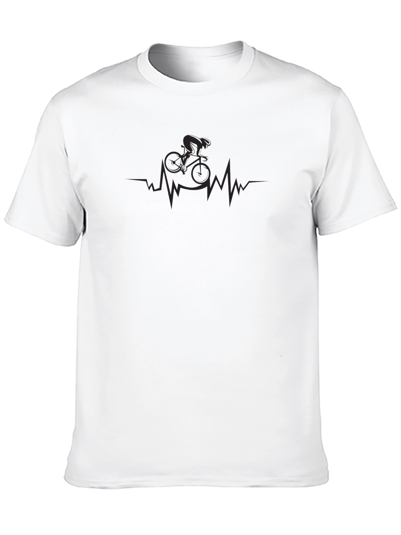 Black Cycling Heartbeat T-Shirt -  Comfortable Black Tee view 10