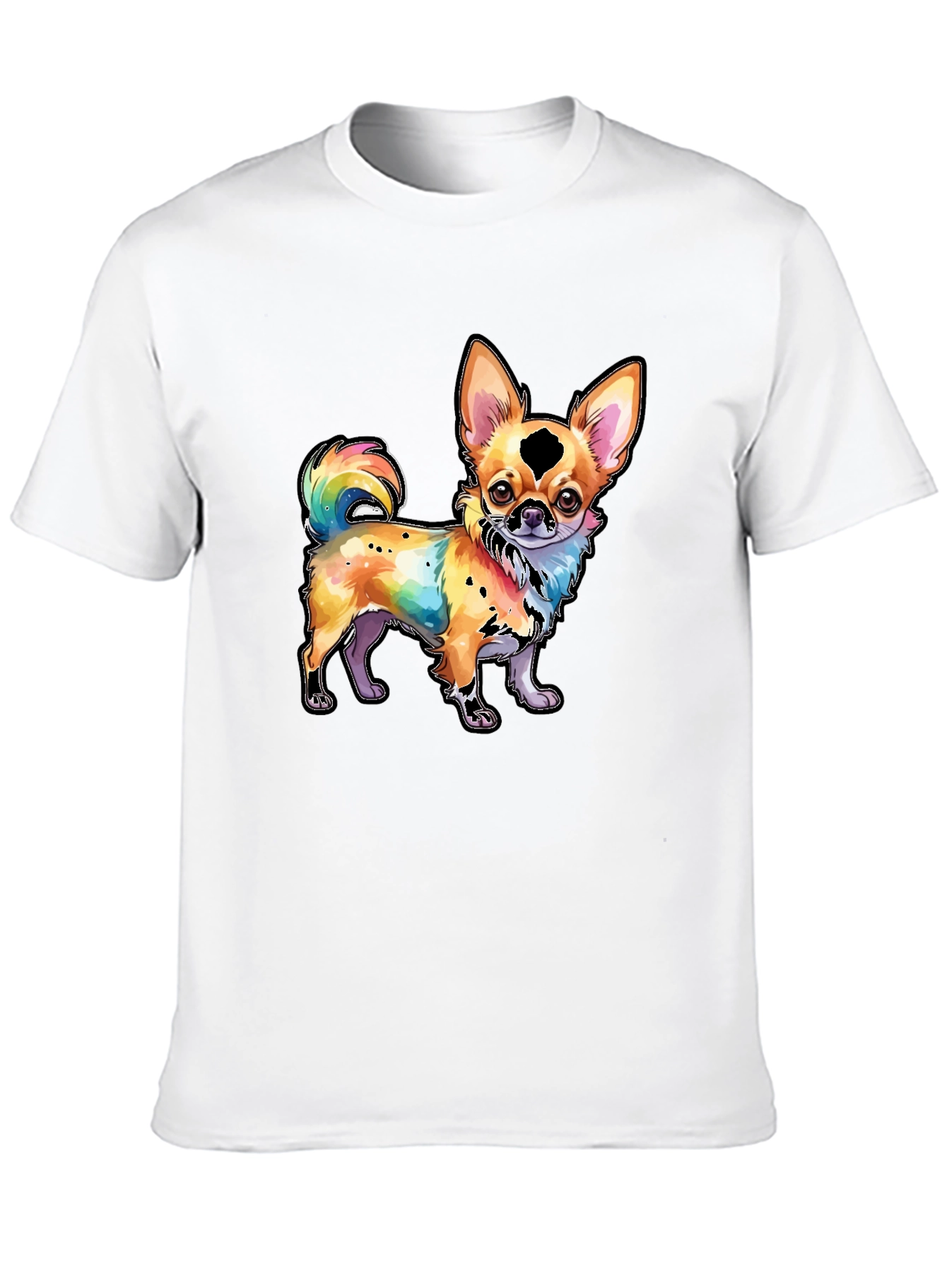 Black Rainbow Chihuahua Graphic Tee - Stylish Dog Lover Shirt view 10