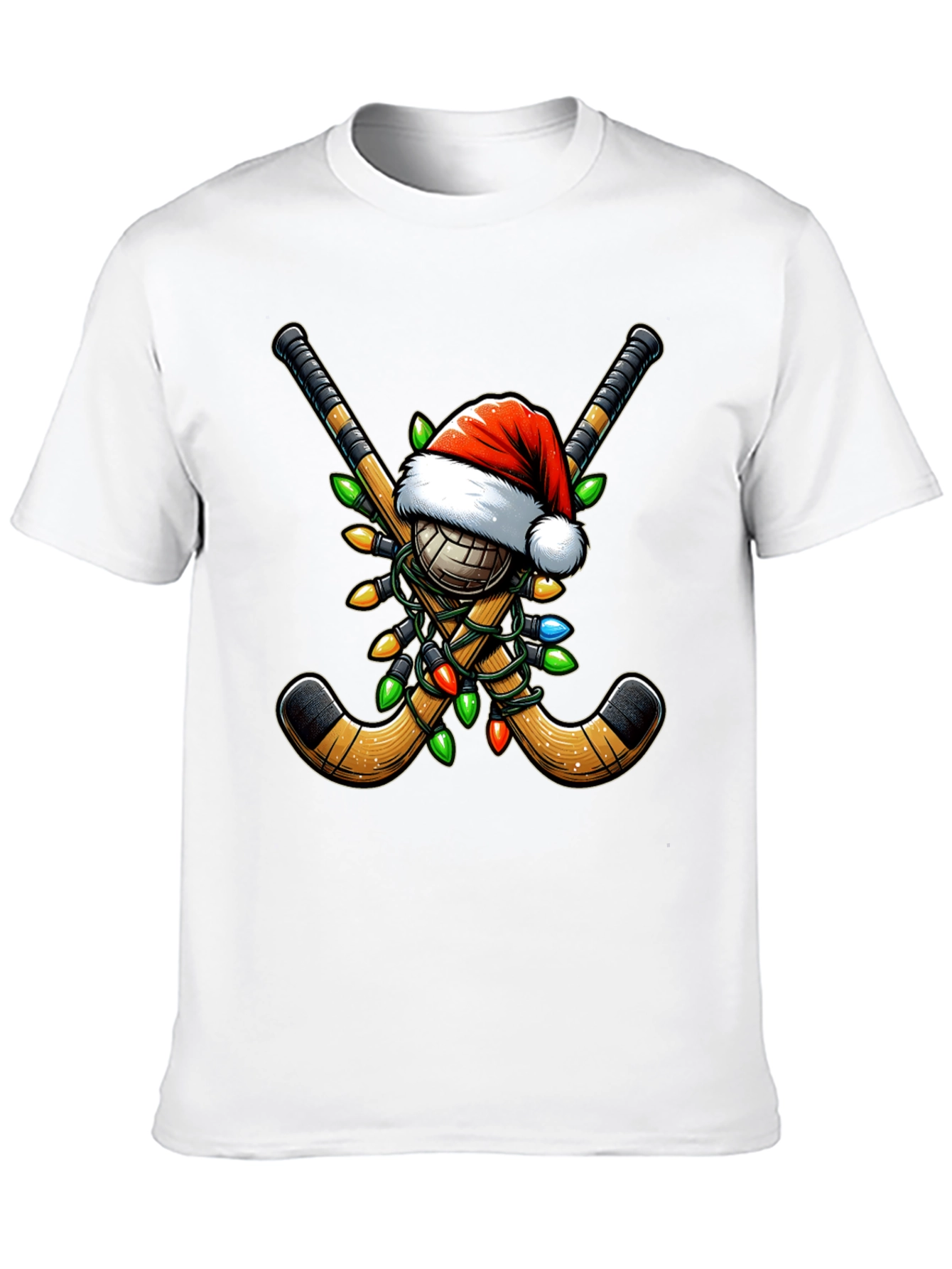 Black Festive Hockey Holiday T-Shirt view 10