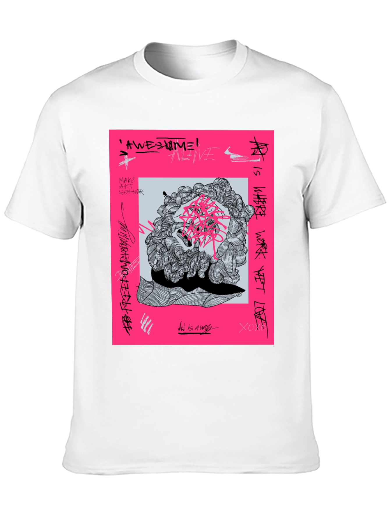 Black Abstract Graphic Tee - Modern Artistic T-Shirt view 10