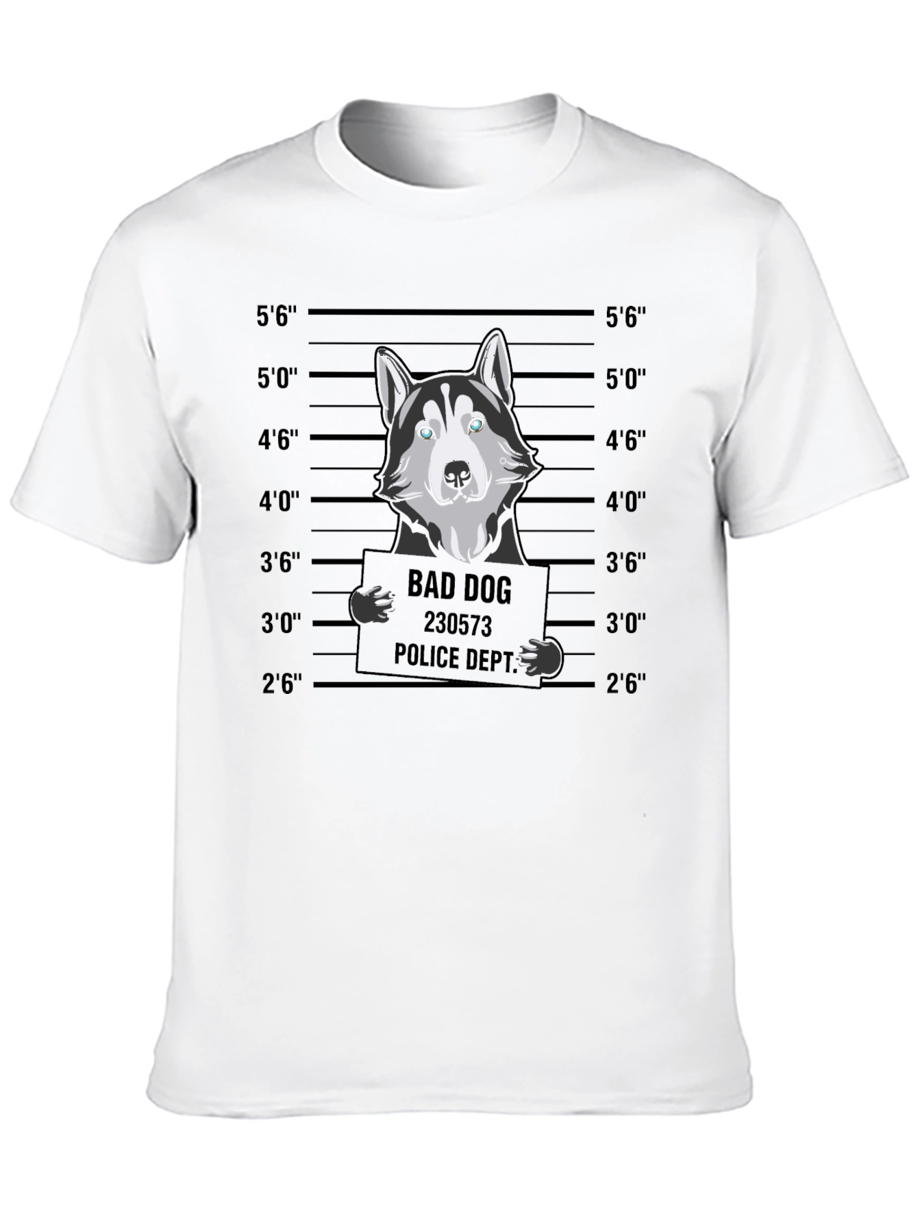 Bad Dog Husky Mugshot T-Shirt - Funny Dog Lover Tee - 10