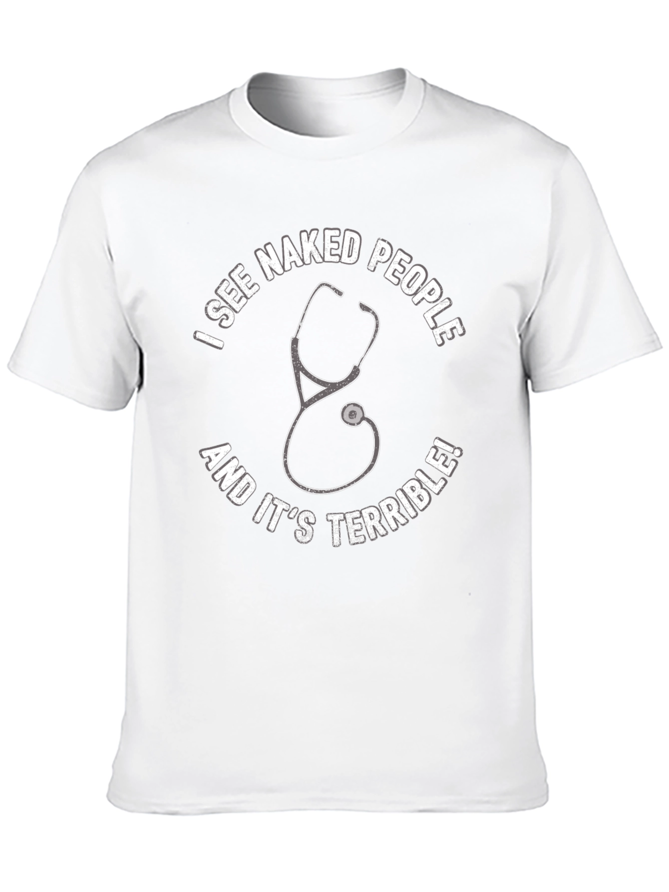 Black Funny Doctor/Nurse Black T-Shirt - Naked People Stethoscope view 10