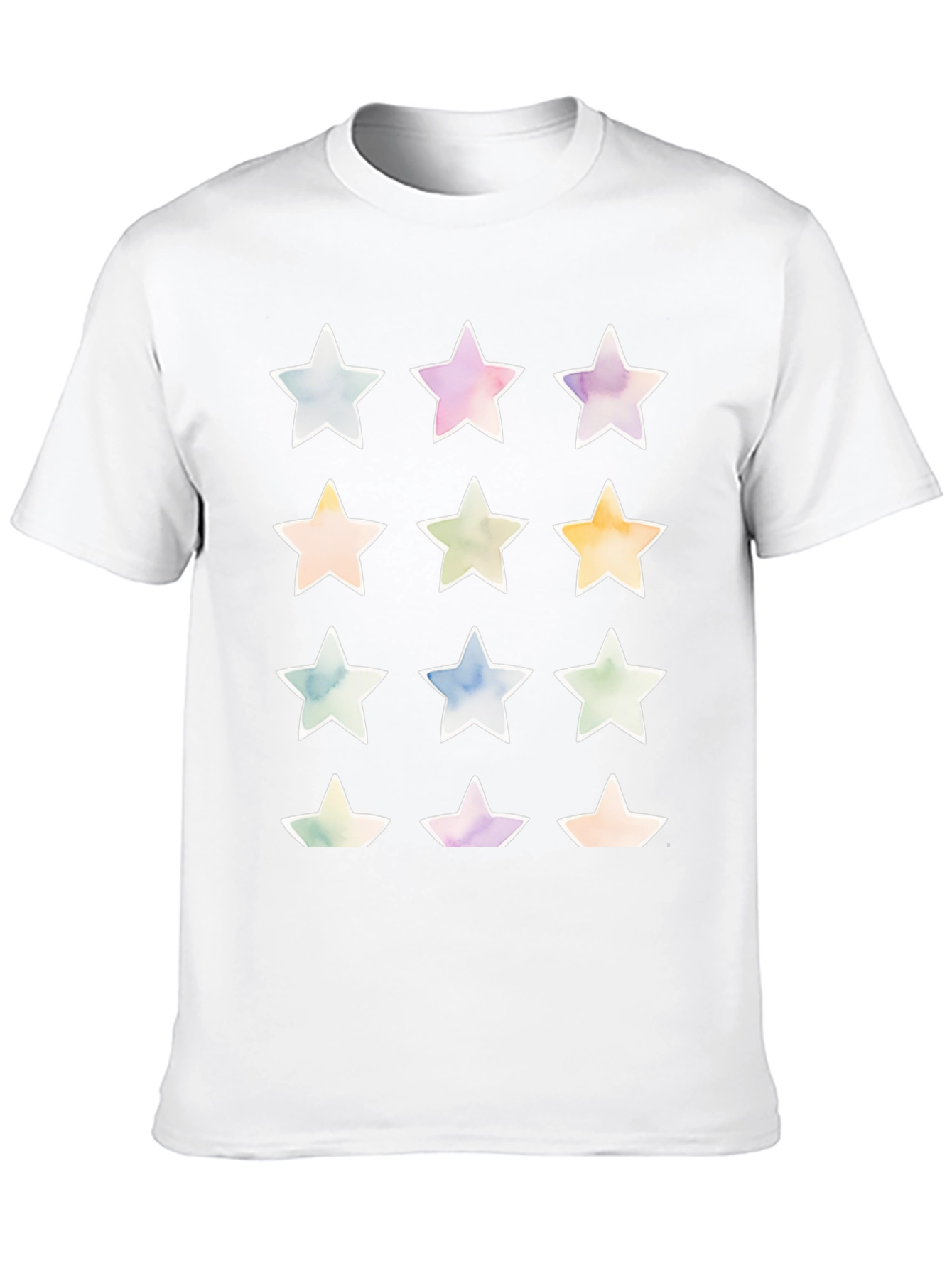 Black Watercolor Star Print Black T-Shirt view 10