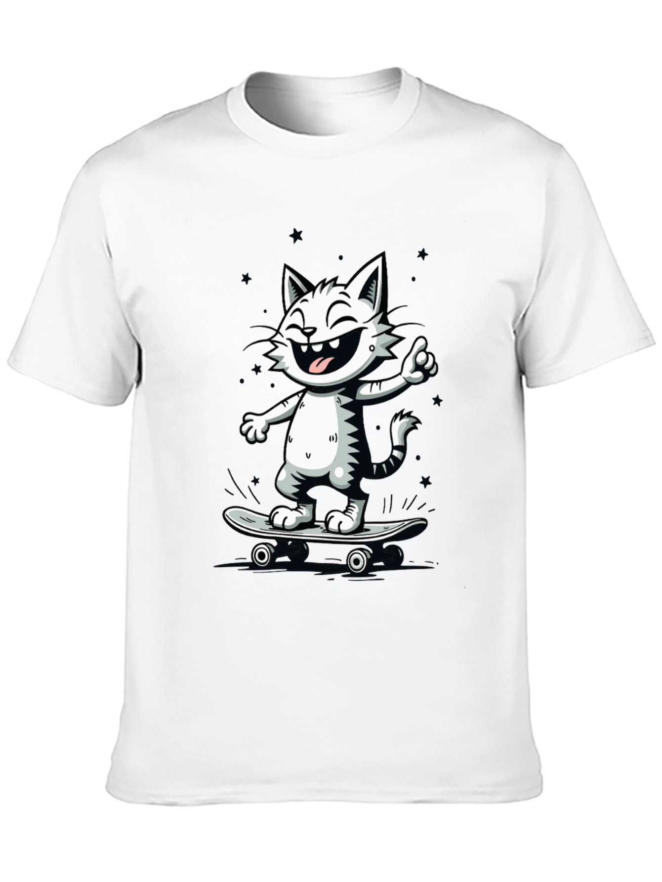 Black Cool Cat Skateboard T-Shirt - Black view 10