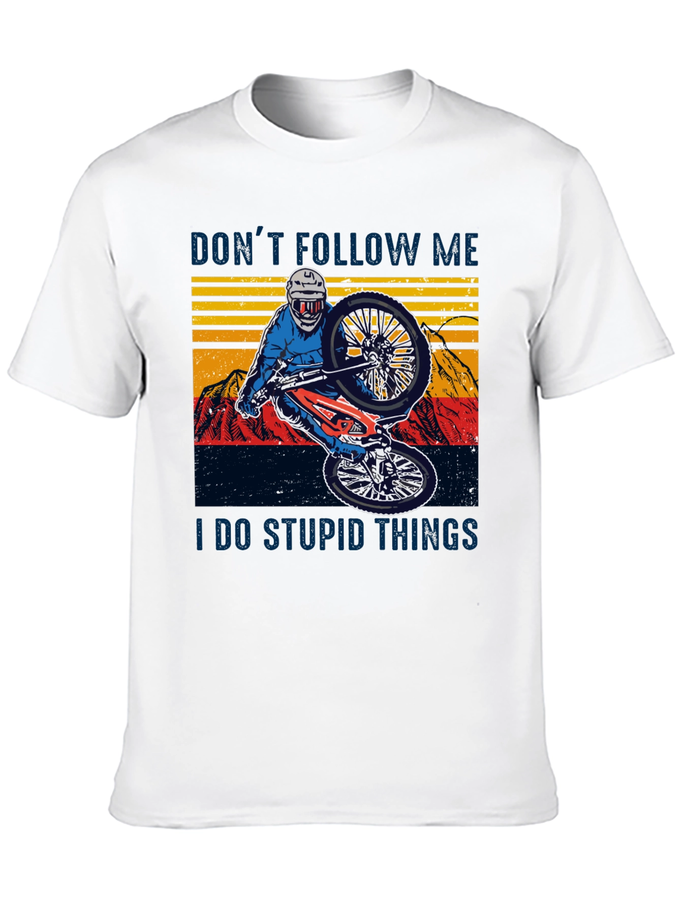 Black Funny Mountain Bike Graphic Tee - Don't Follow Me view 10