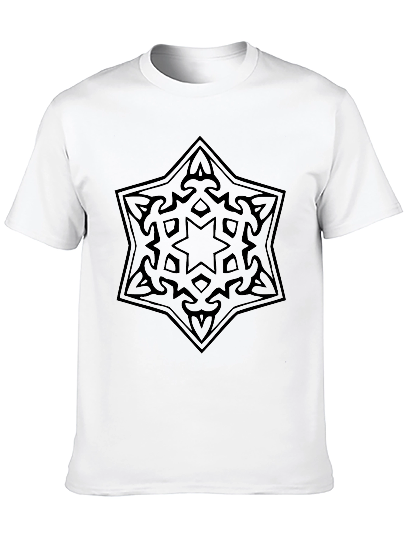 Black Men's Black T-Shirt with Star Design view 10