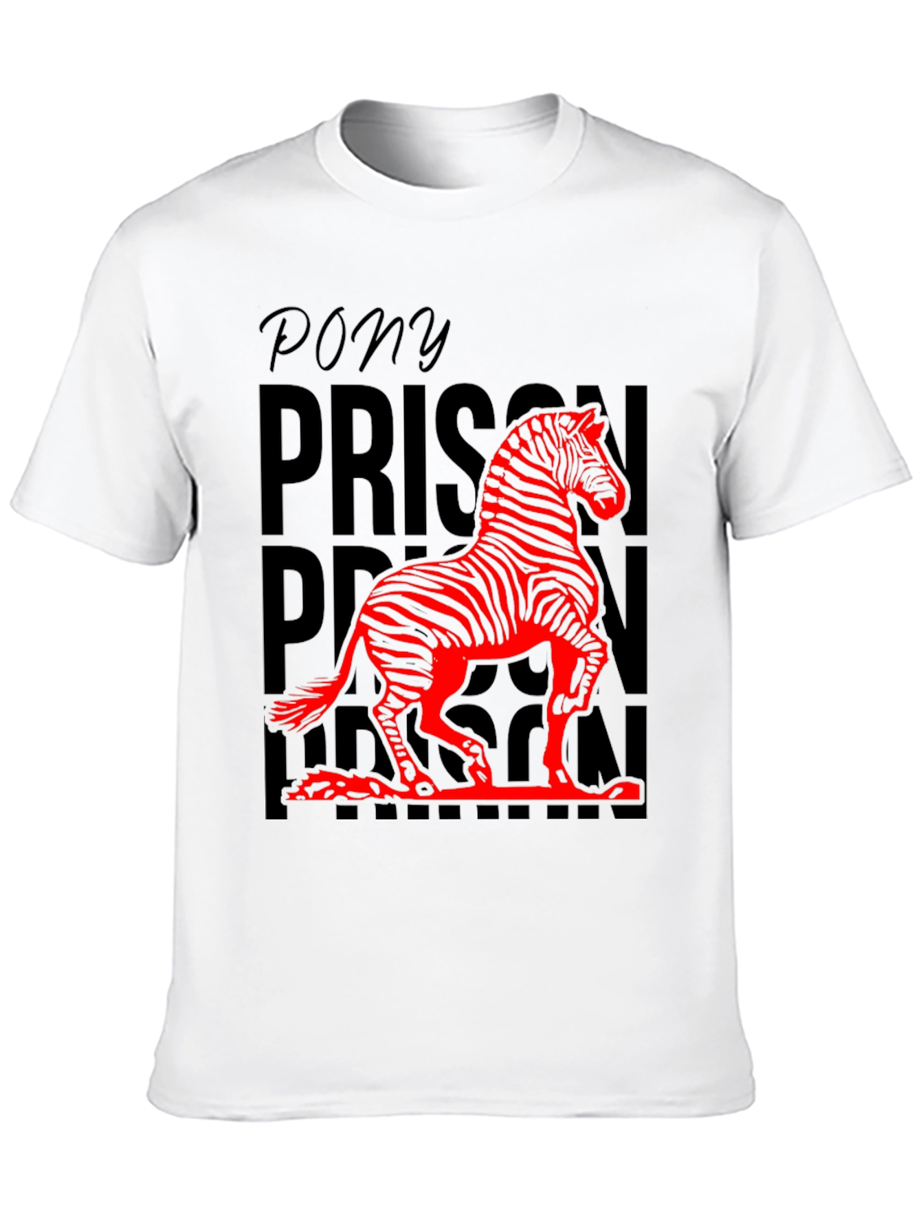 Black Pony Prison Zebra Graphic Tee - Unique Animal Design T-Shirt view 10