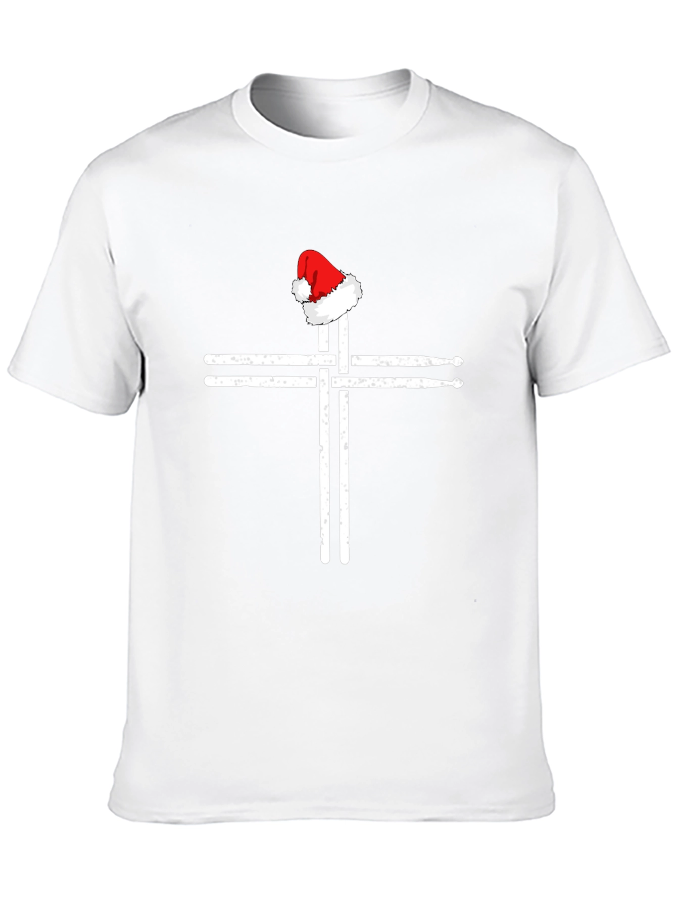 Black Drumsticks Cross Santa Hat T-Shirt - Black Graphic Tee view 10
