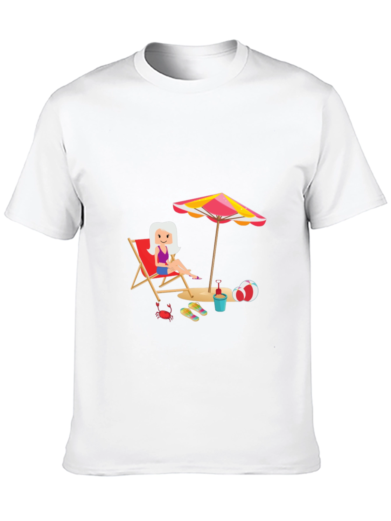 Black Fun Beach Cartoon Graphic Black T-Shirt view 10
