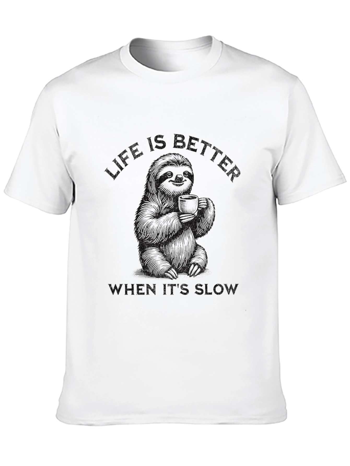 Black Sloth Coffee T-Shirt - Life Is Better Slow view 10