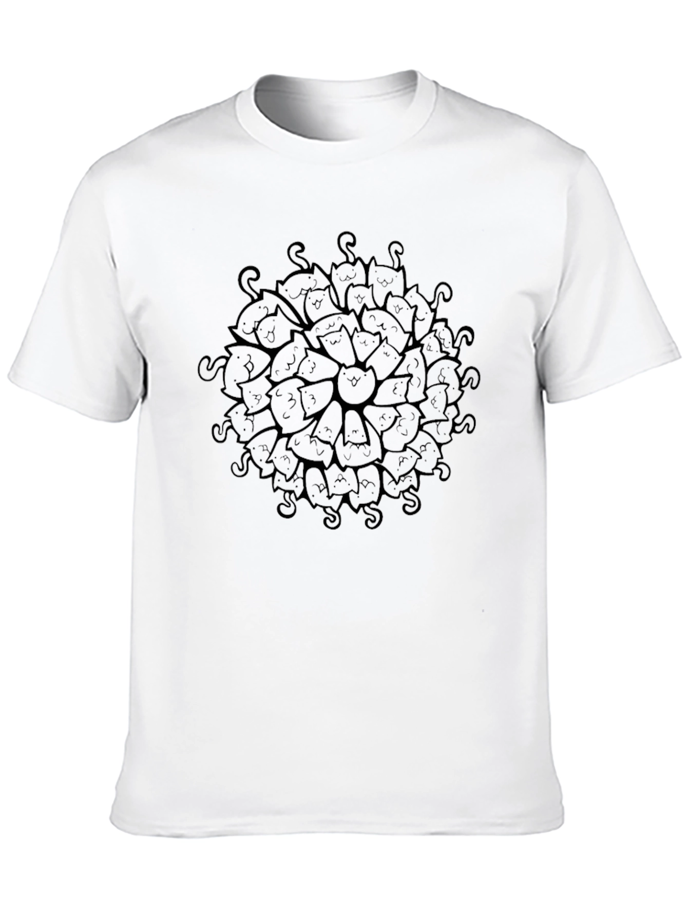 Black Cool Cat Mandala Graphic Black T-Shirt view 10