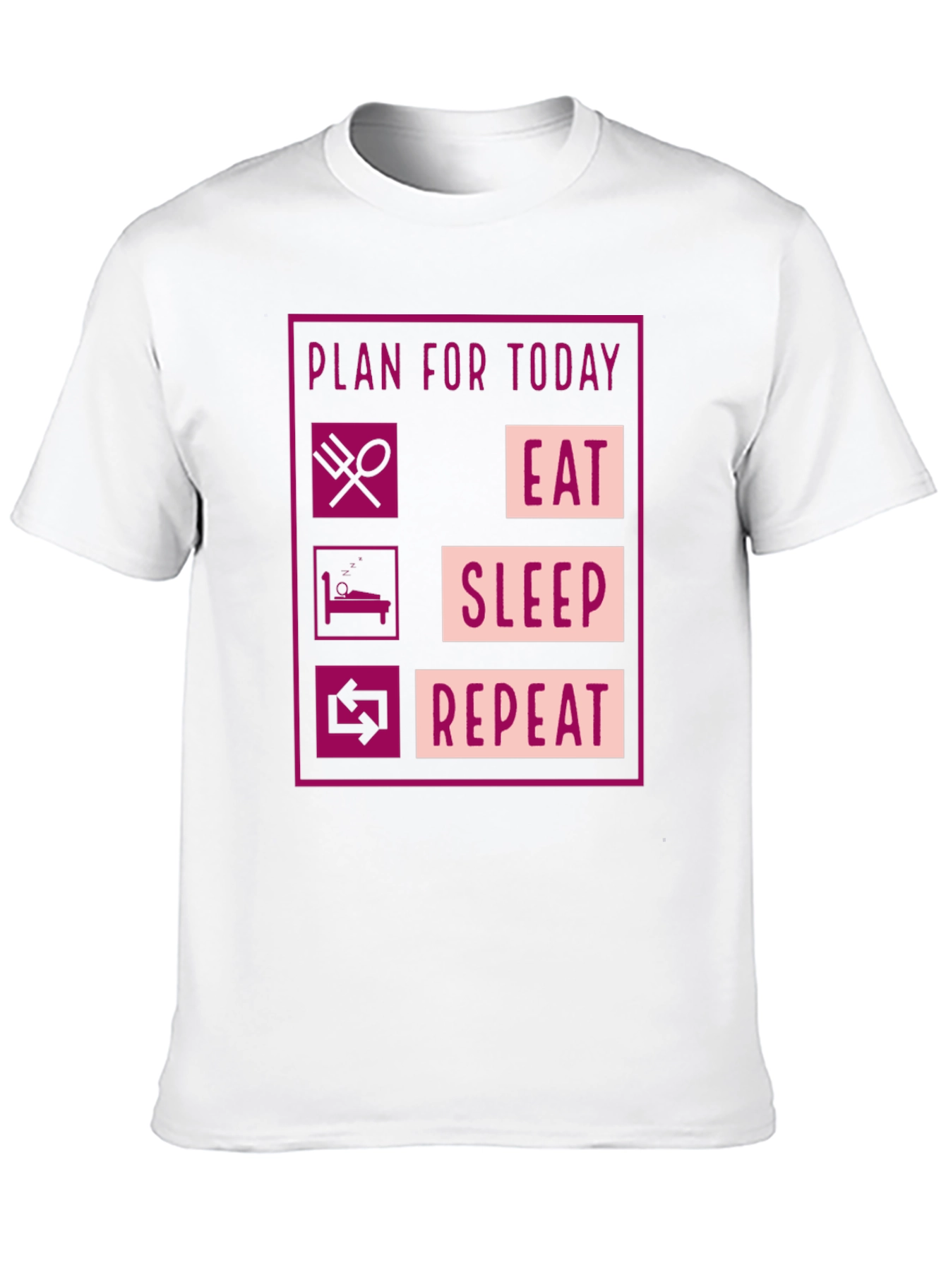 Black Eat Sleep Repeat Graphic Tee - Funny Daily Plan Shirt view 10