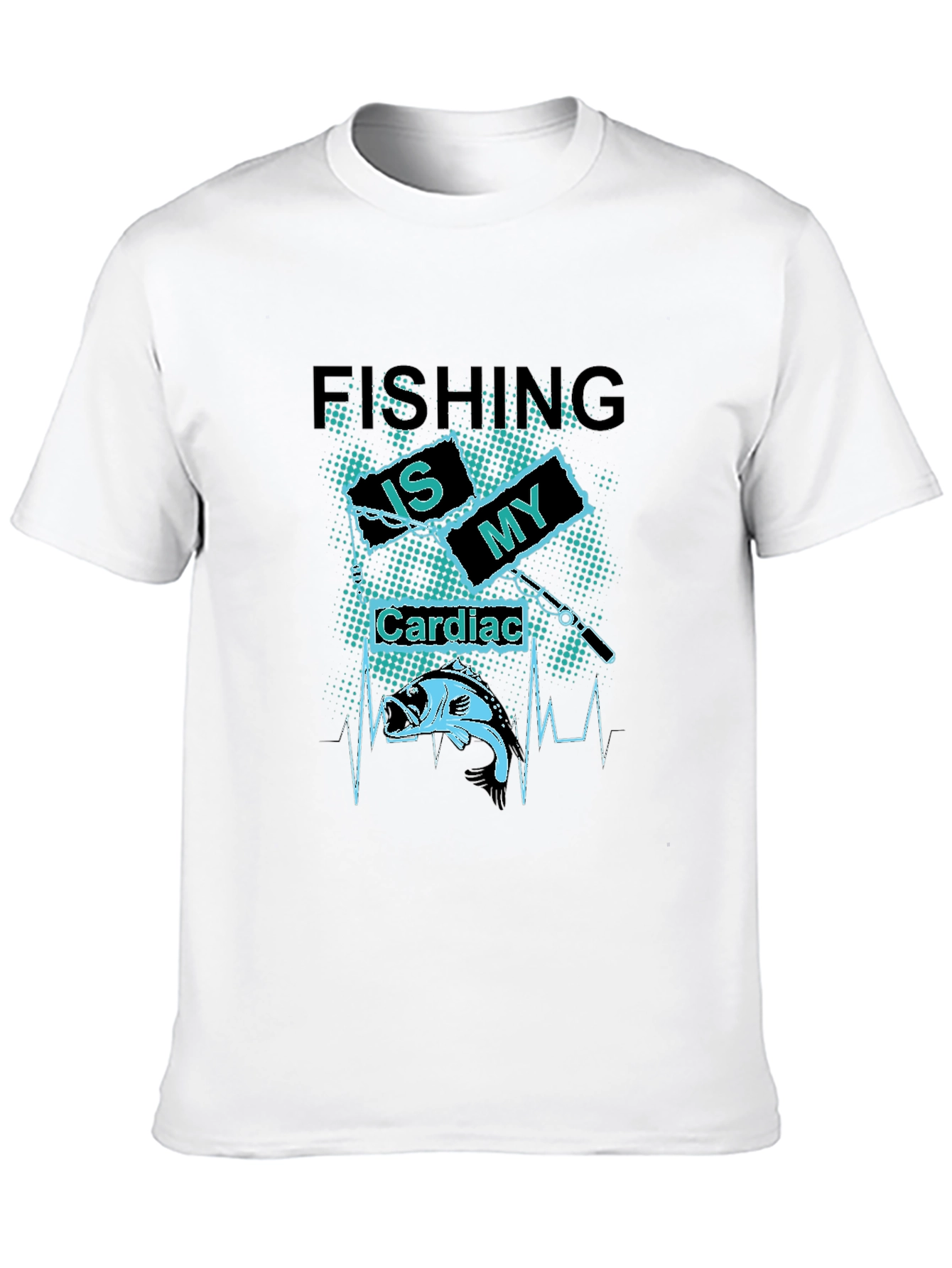 Black Fishing Is My Cardiac T-Shirt - Bass Fisherman Tee view 10