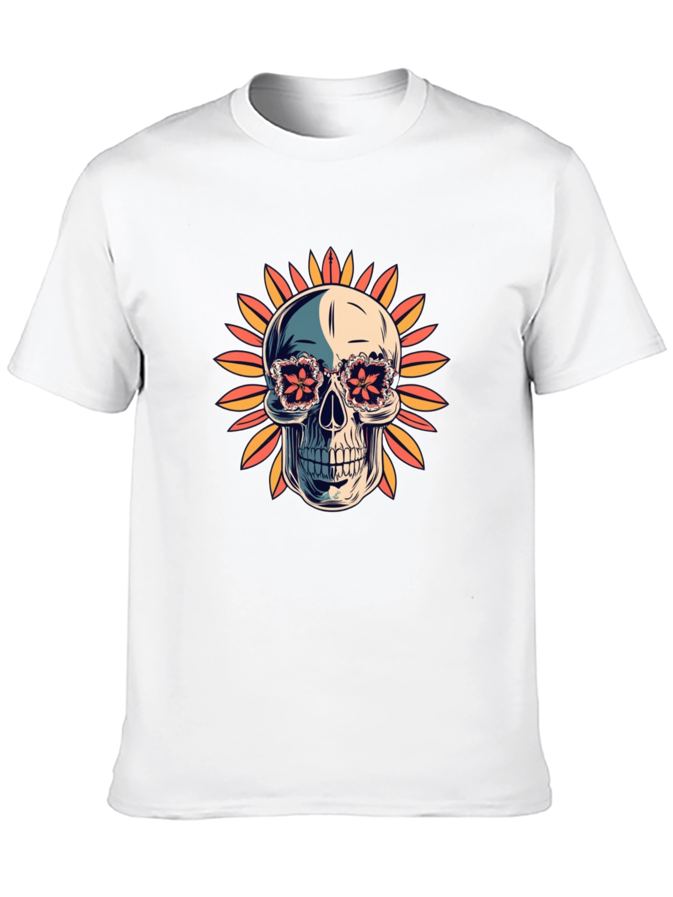 Black Skull in Floral Glasses T-Shirt view 10