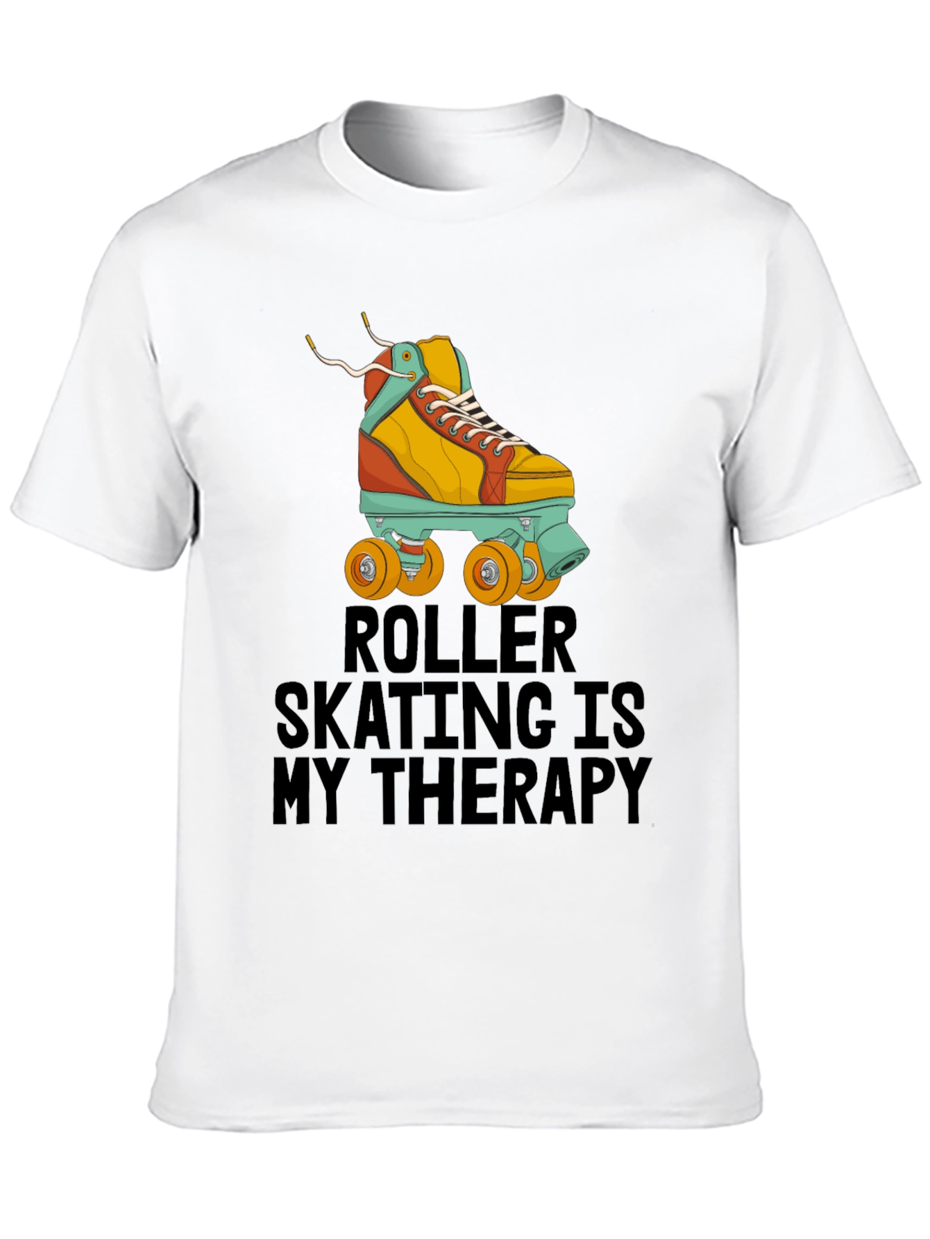 Black Roller Skating Therapy T-Shirt - Cool Retro Design view 10