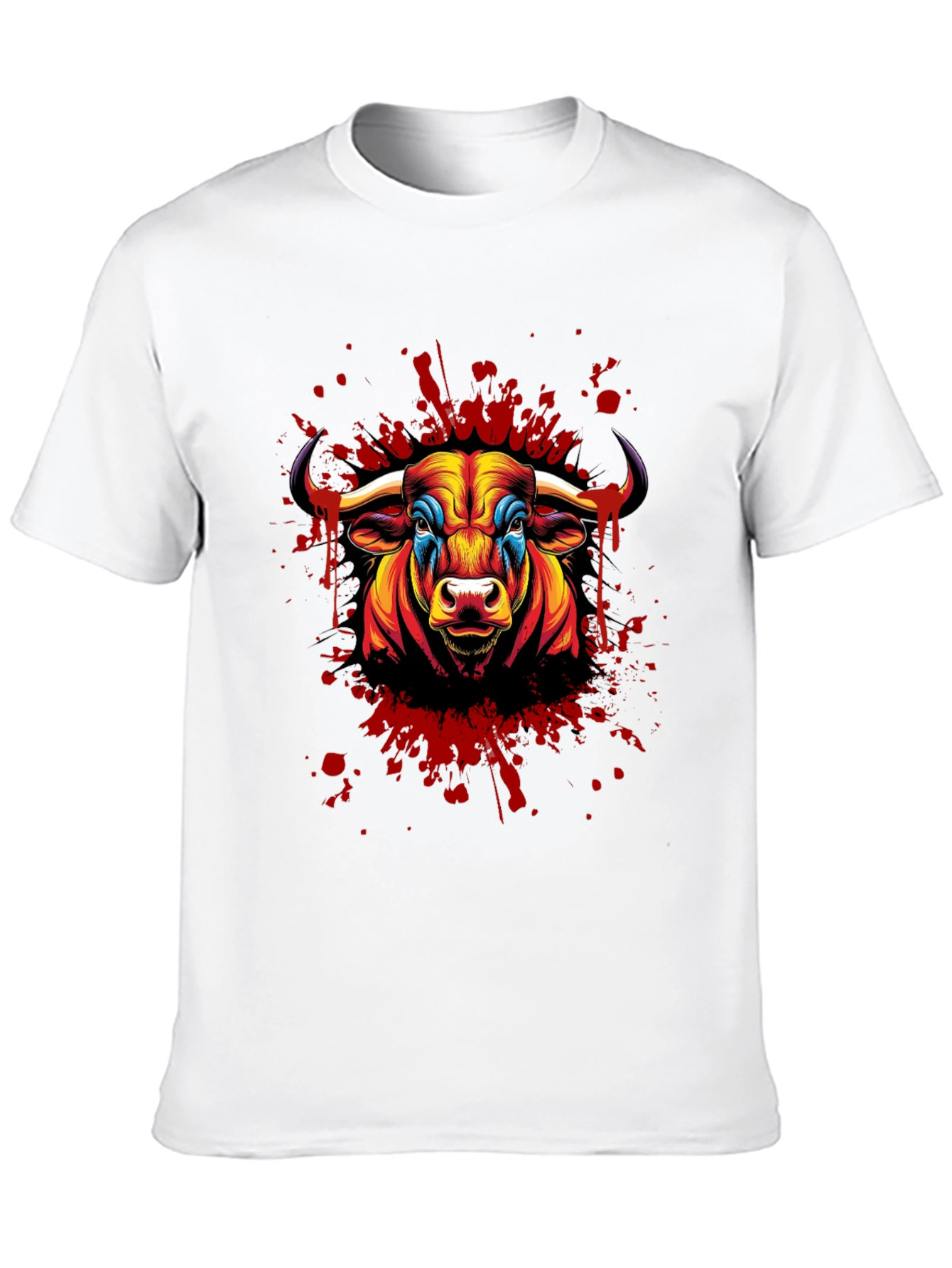 Black Vivid Bull Graphic Print Black T-Shirt view 10