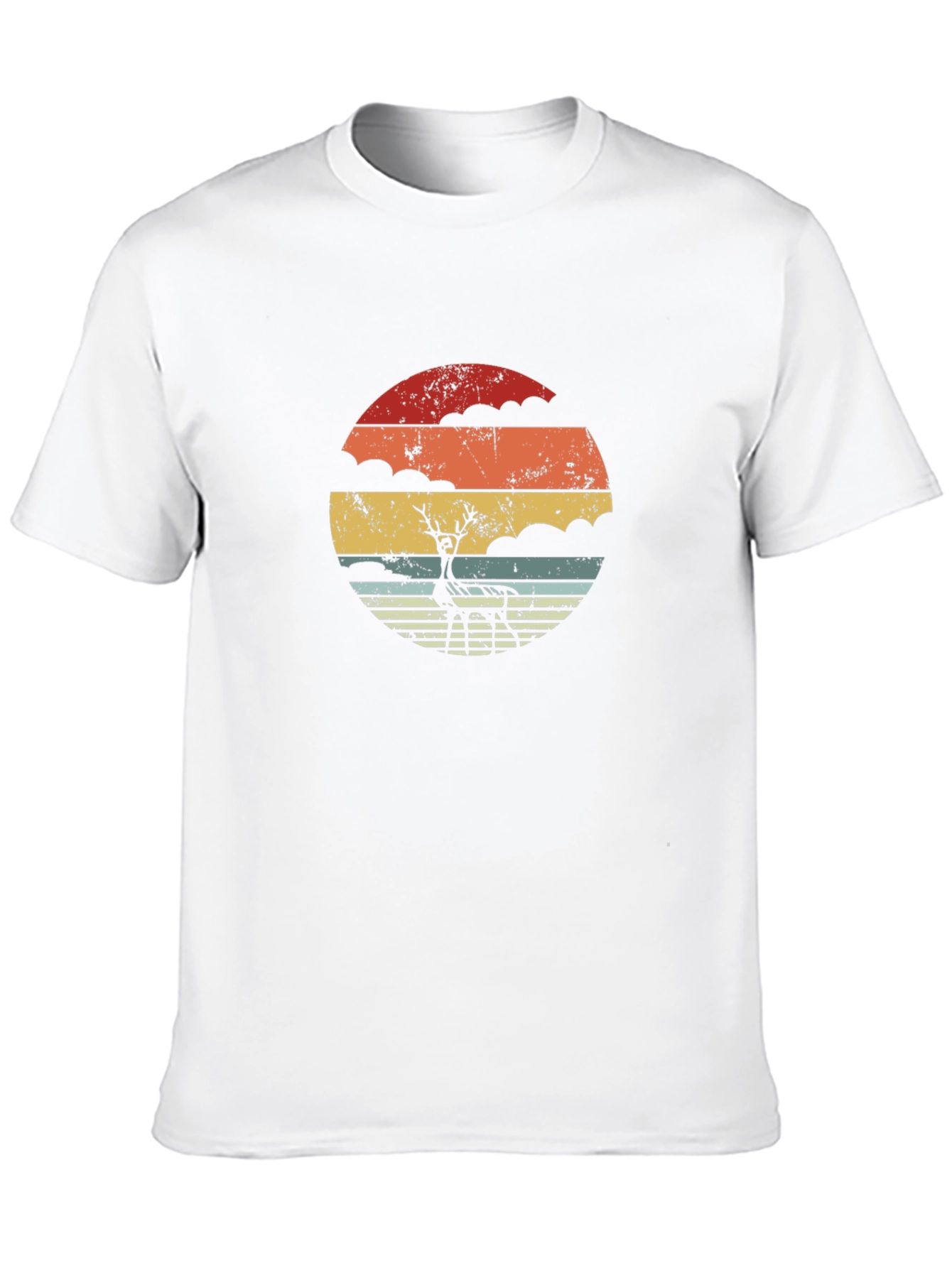 Black Retro Deer Sunset Graphic T-Shirt - Cool Vintage Style view 10