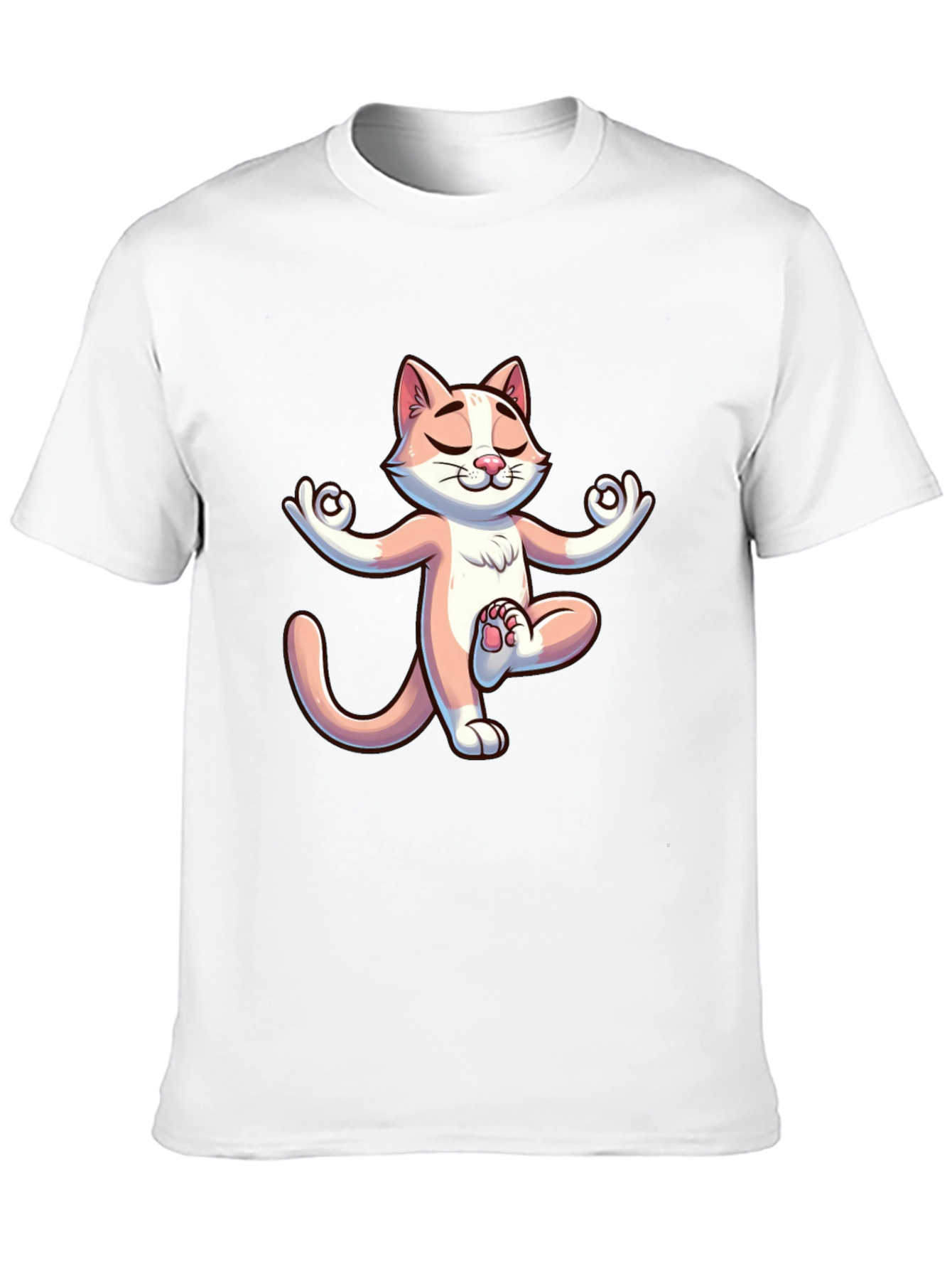 Black Zen Cat T-Shirt - Meditating Feline Design view 10