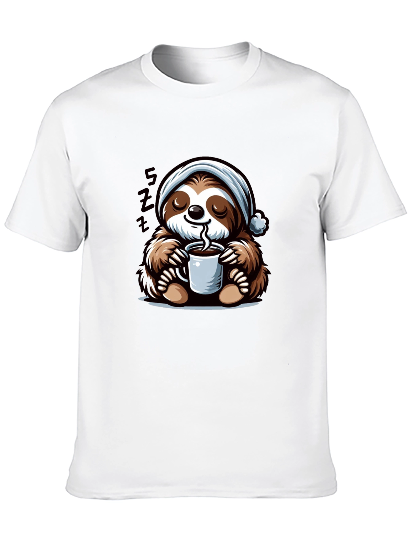 Black Cute Sloth Coffee T-Shirt view 10