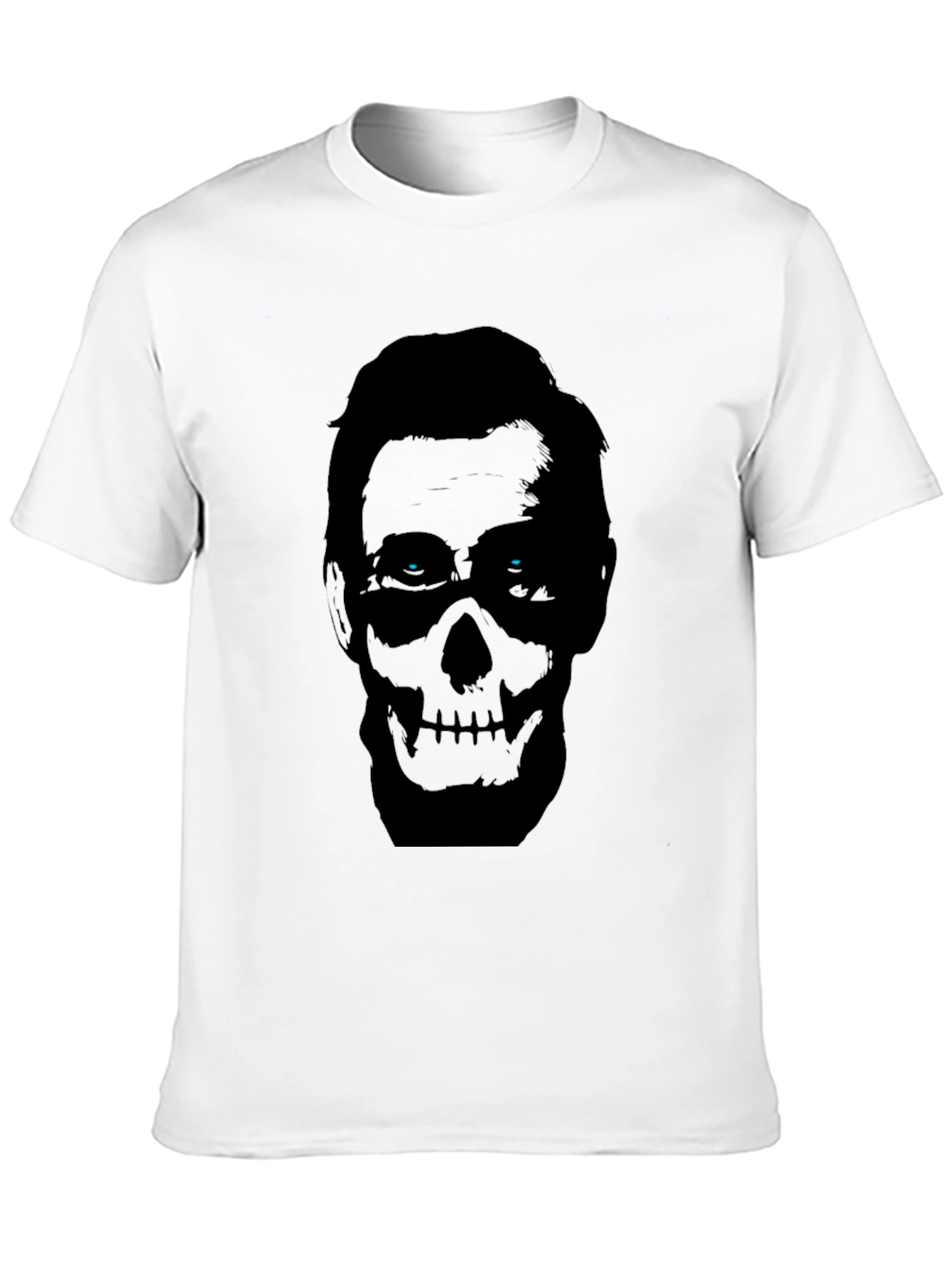 Black Skull Face Graphic Print Men's Black T-Shirt view 10