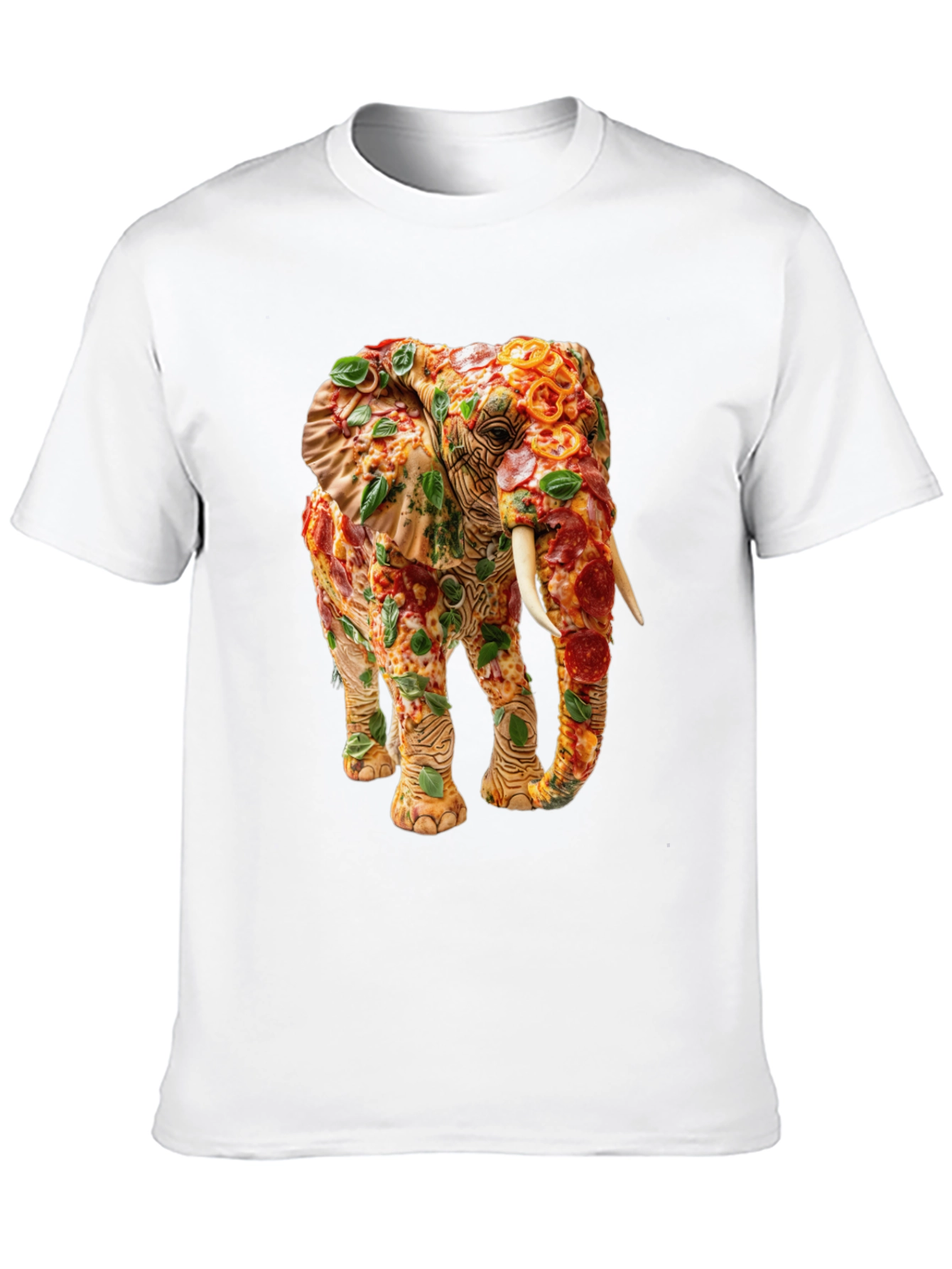 Black Pizza Elephant Graphic Tee - Unique Food Art Shirt view 10