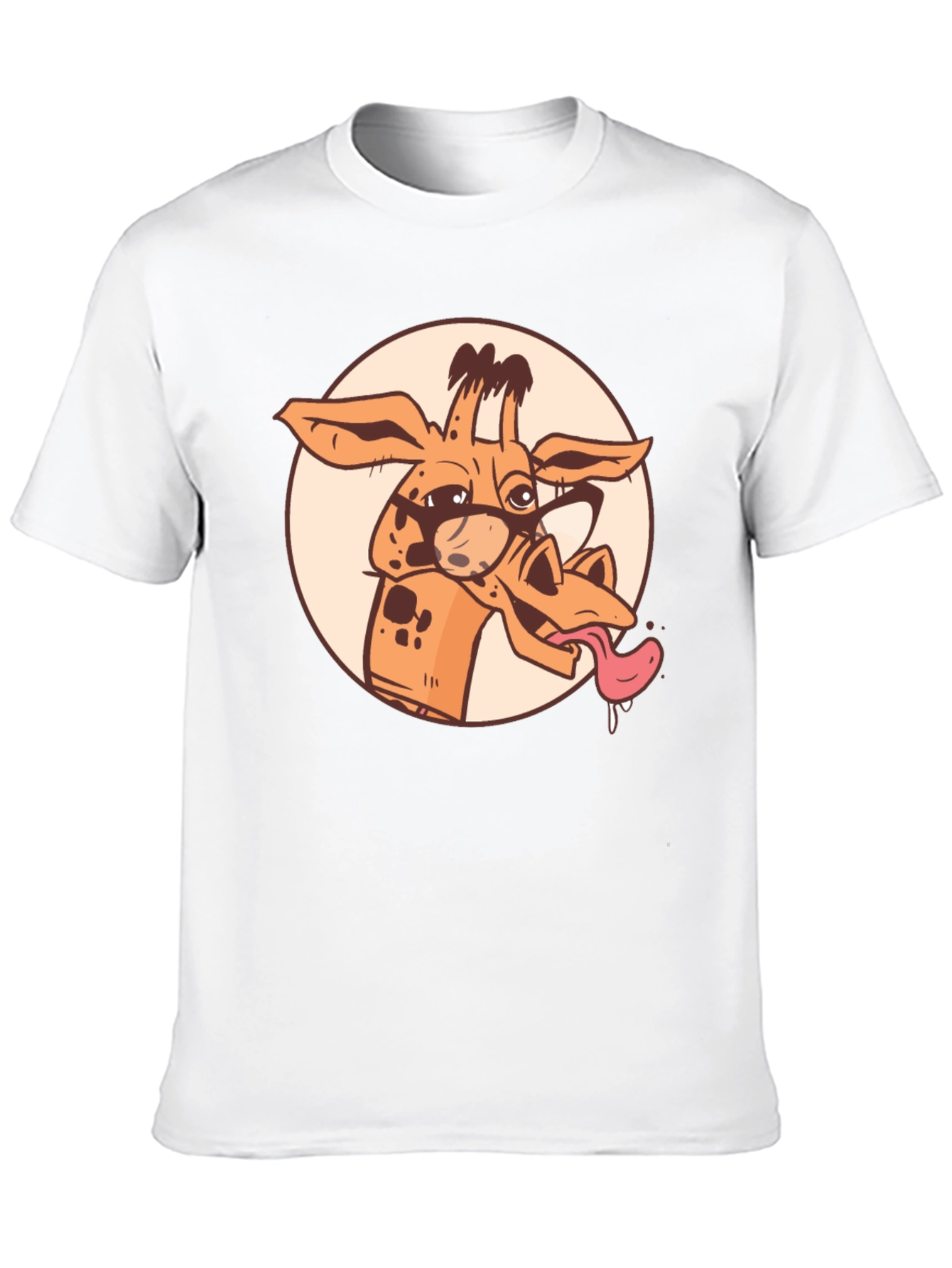 Black Giraffe Cartoon Graphic Tee - Black Cotton T-Shirt view 10