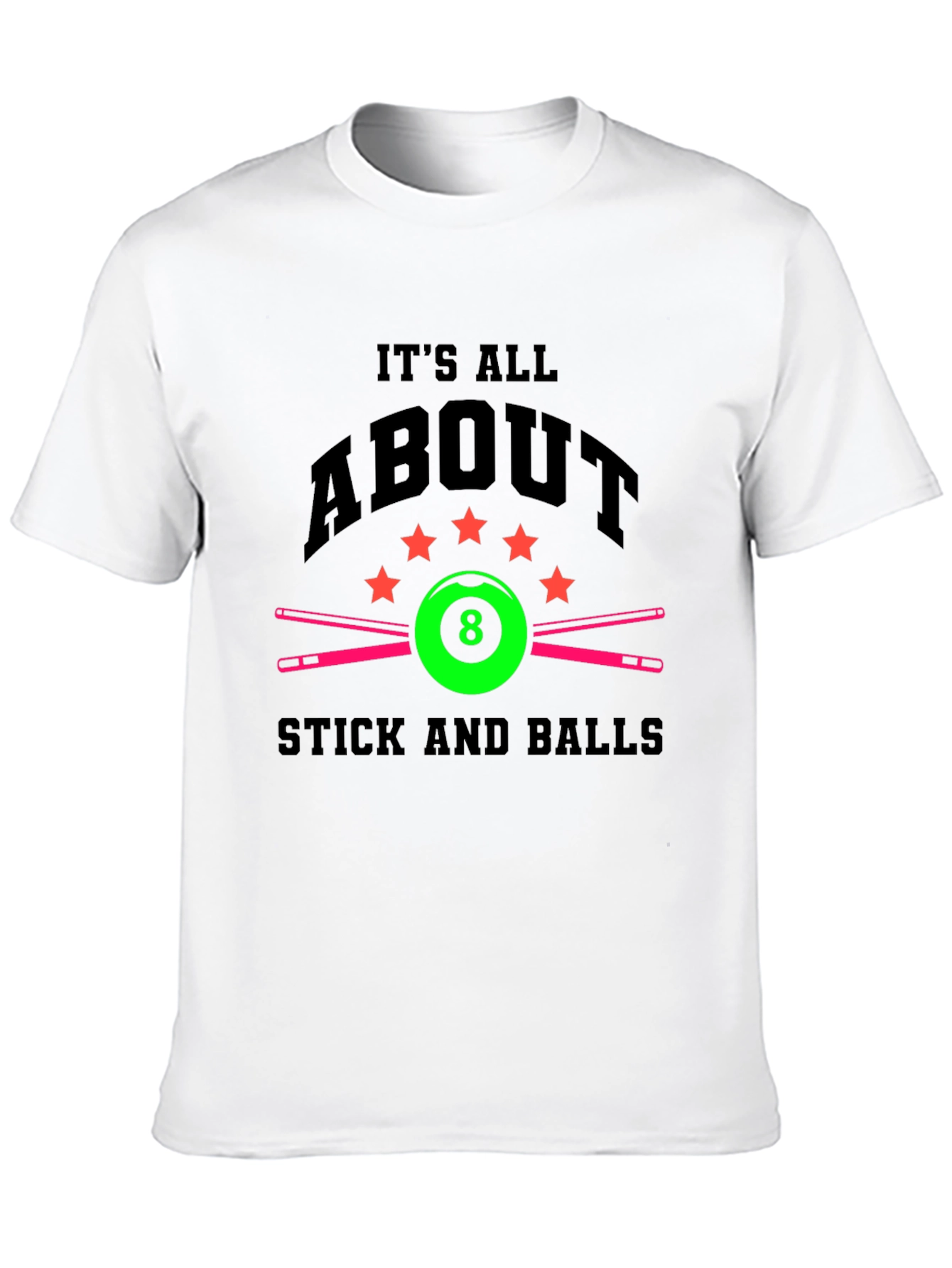 Black Pool 8 Ball T-Shirt - Stick and Balls view 10