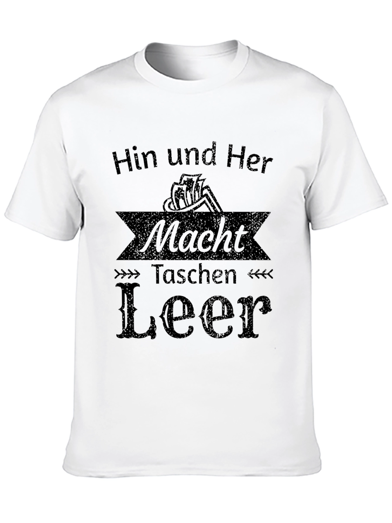 Black Humorous 'Hin und Her Macht Taschen Leer' Black T-Shirt view 10