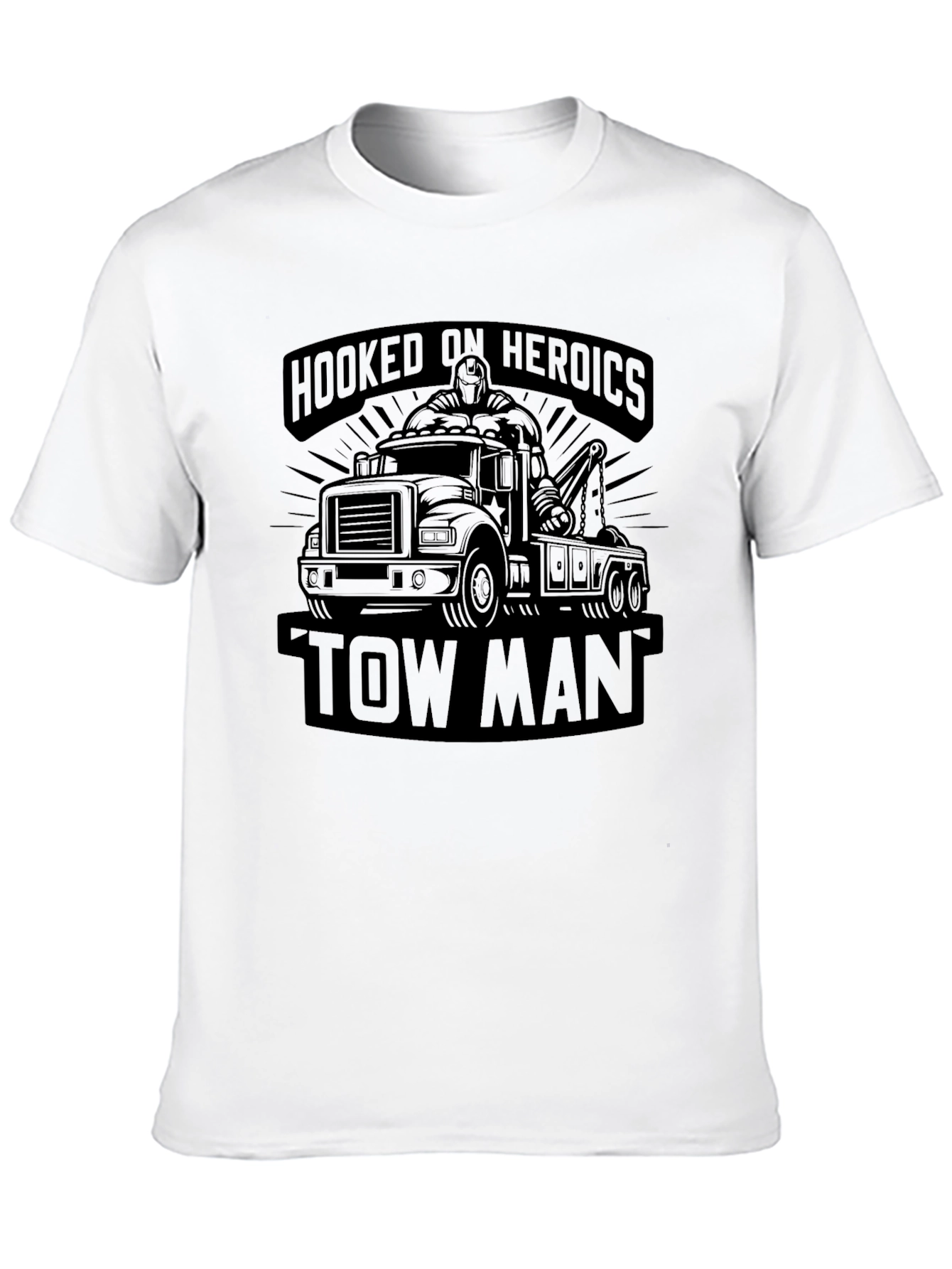 Black Hooked on Heroics Tow Man Black T-Shirt view 10