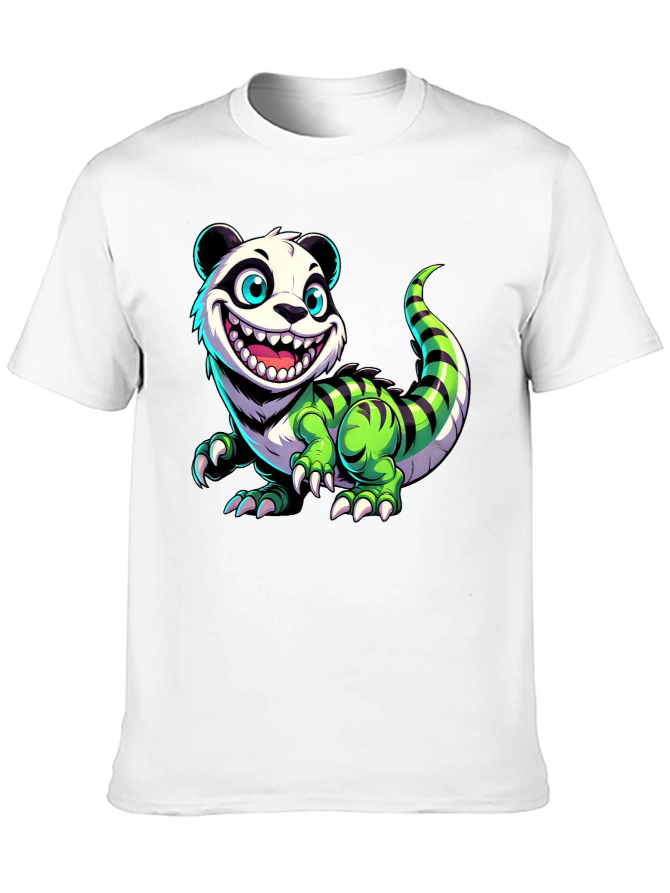 Black Cartoon Panda Lizard Graphic Tee - Unique & Fun Design! view 10